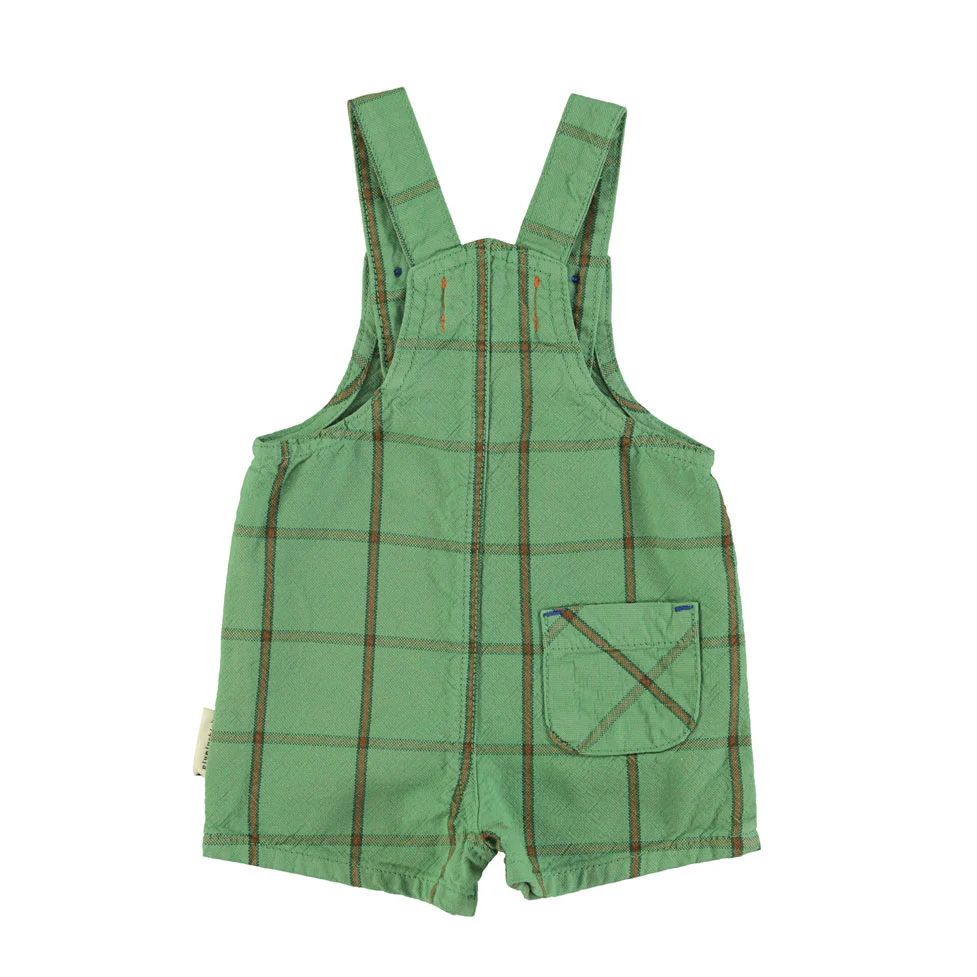 Piupiuchick Green Checkered Baby Short Dungarees - Image 2