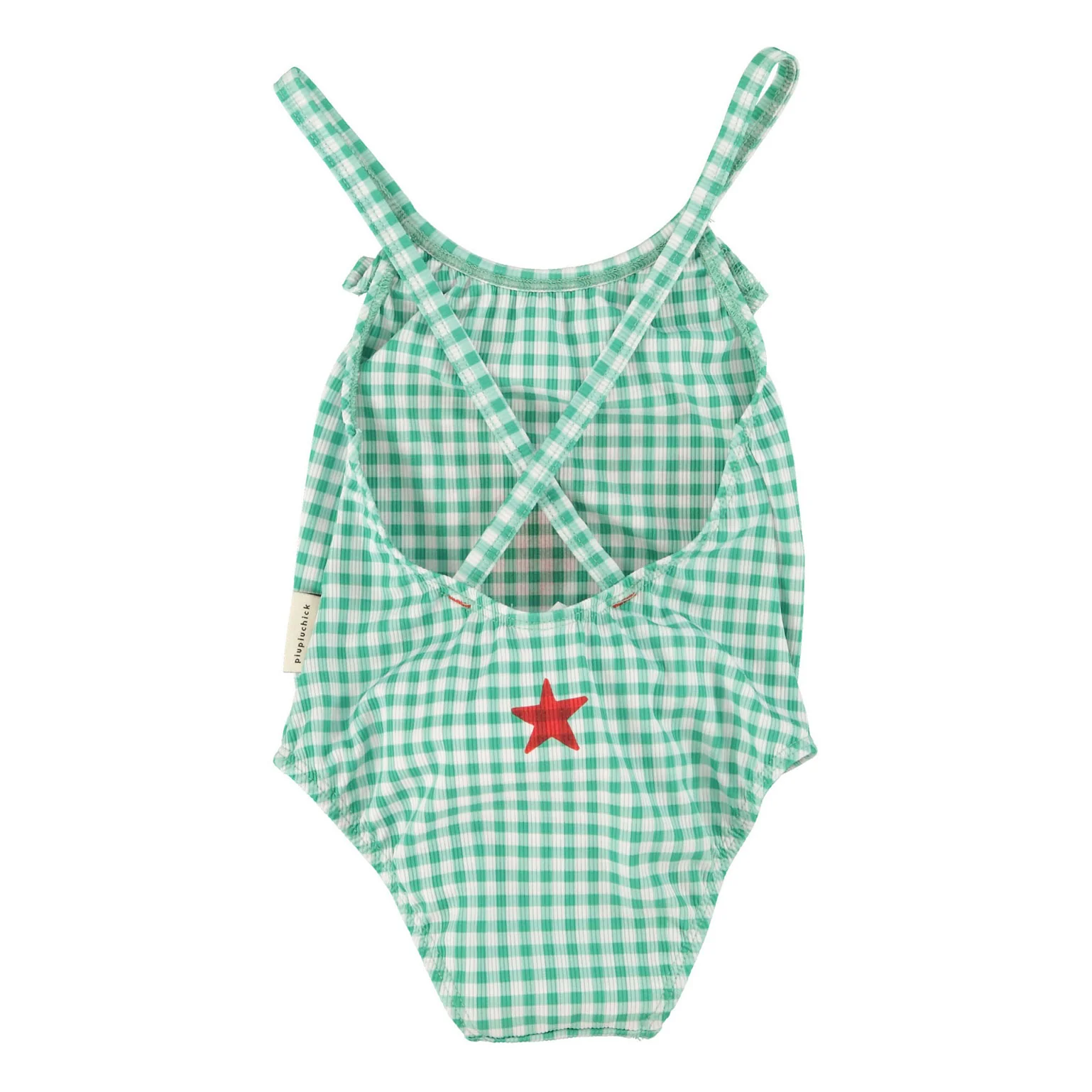 Piupiuchick Green Checkered "Peace" Print Swimsuit - Image 3