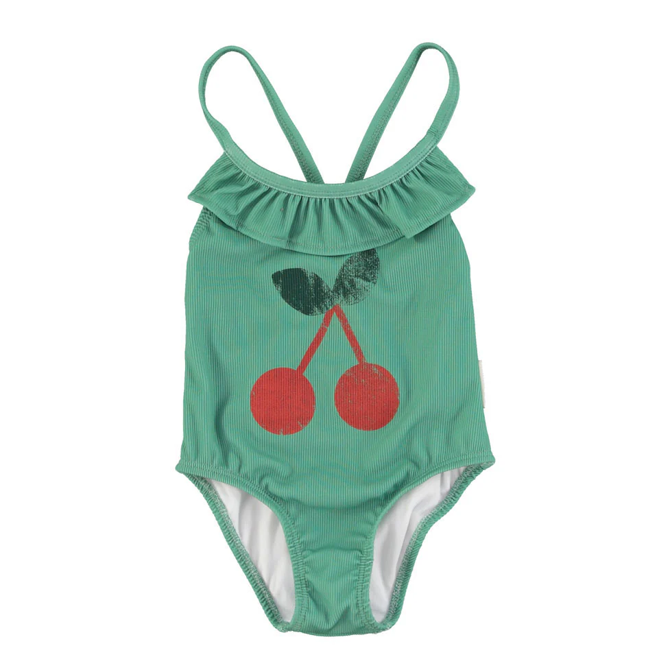 Piupiuchick Green Cherry Print Swimsuit