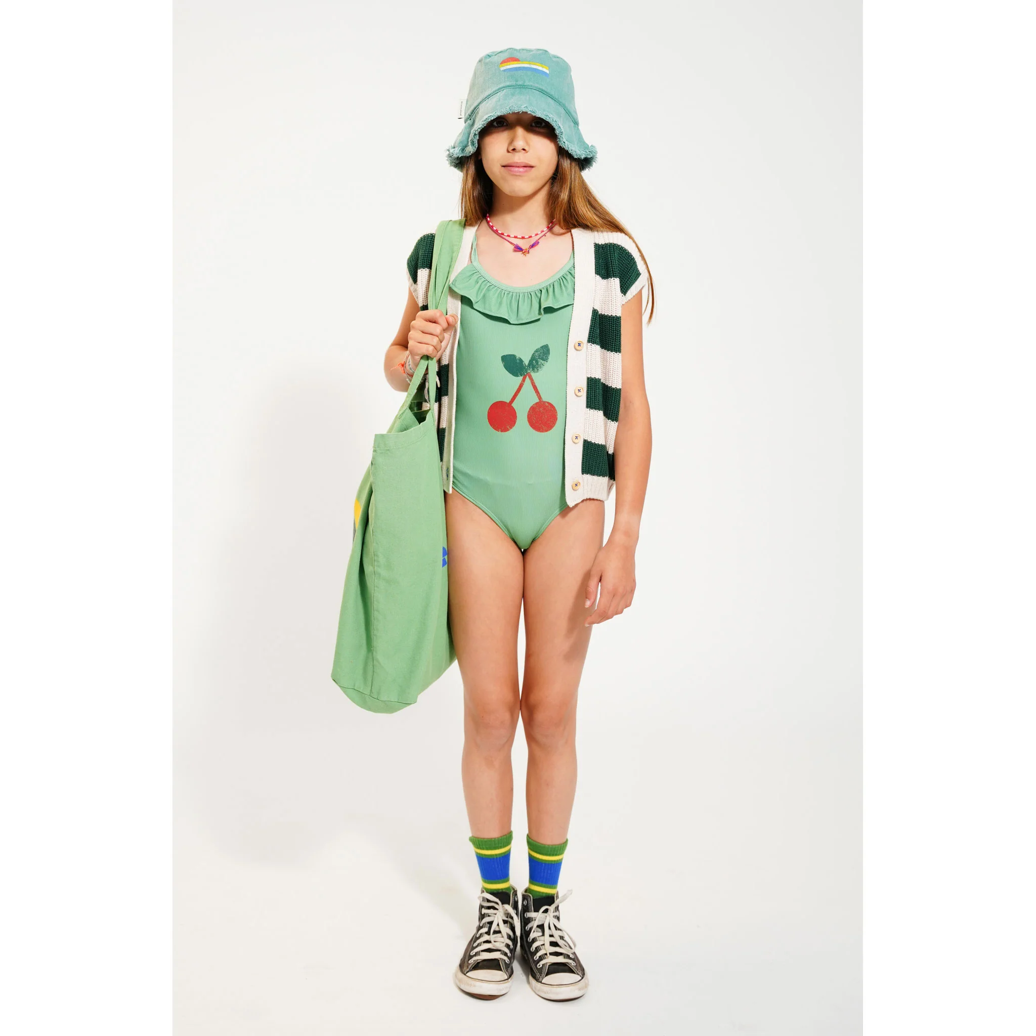Piupiuchick Green Cherry Print Swimsuit - Image 2