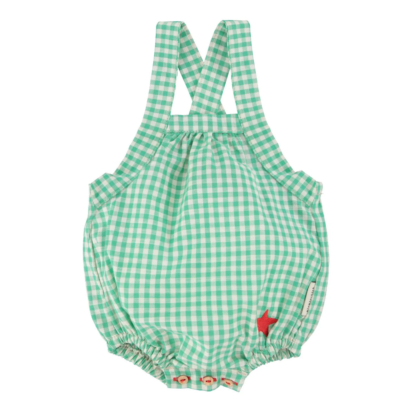 Piupiuchick Green/Ecru Checkered Romper