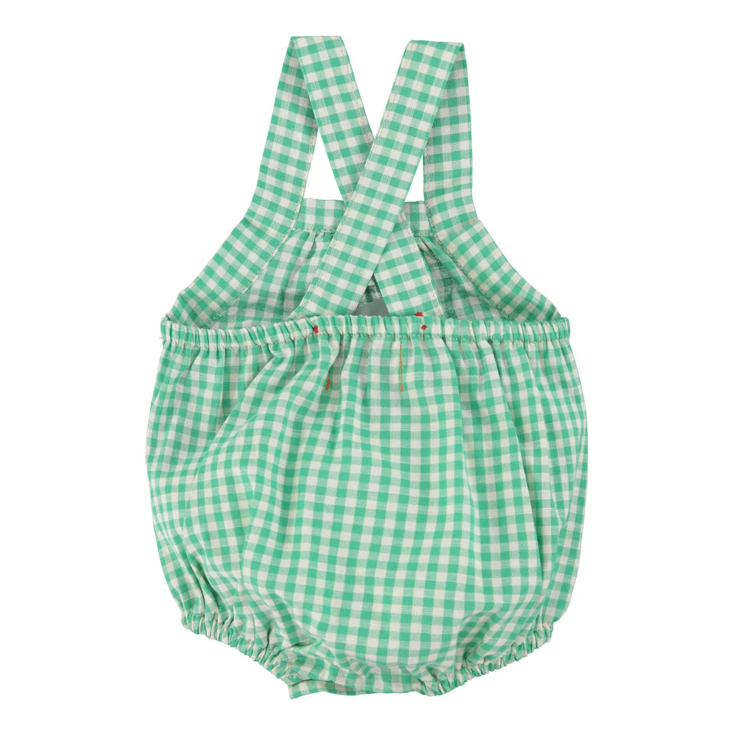 Piupiuchick Green/Ecru Checkered Romper - Image 2
