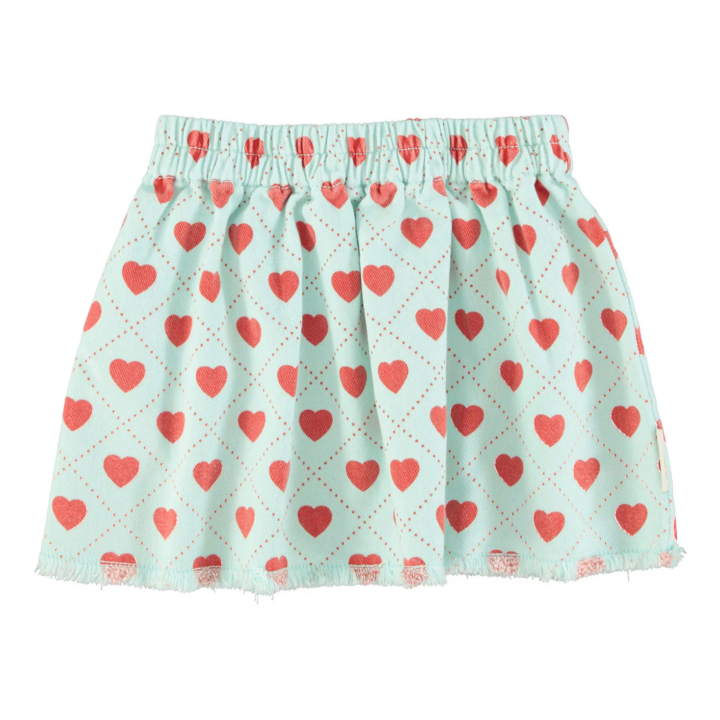Piupiuchick Light Blue/Red Hearts All Over Skirt