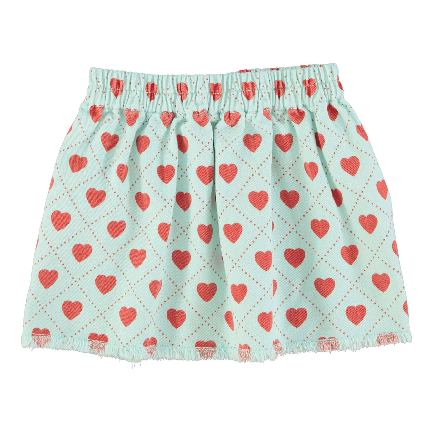 Piupiuchick Light Blue/Red Hearts All Over Skirt - Image 3