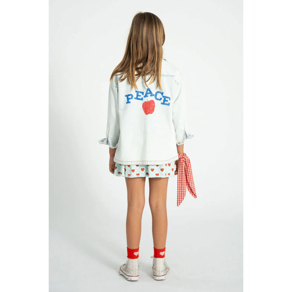 Piupiuchick Light Blue/Red Hearts All Over Skirt - Image 4