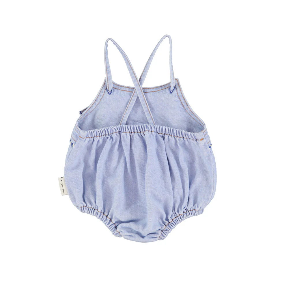 Piupiuchick Light Blue Soft Denim Romper - Image 2