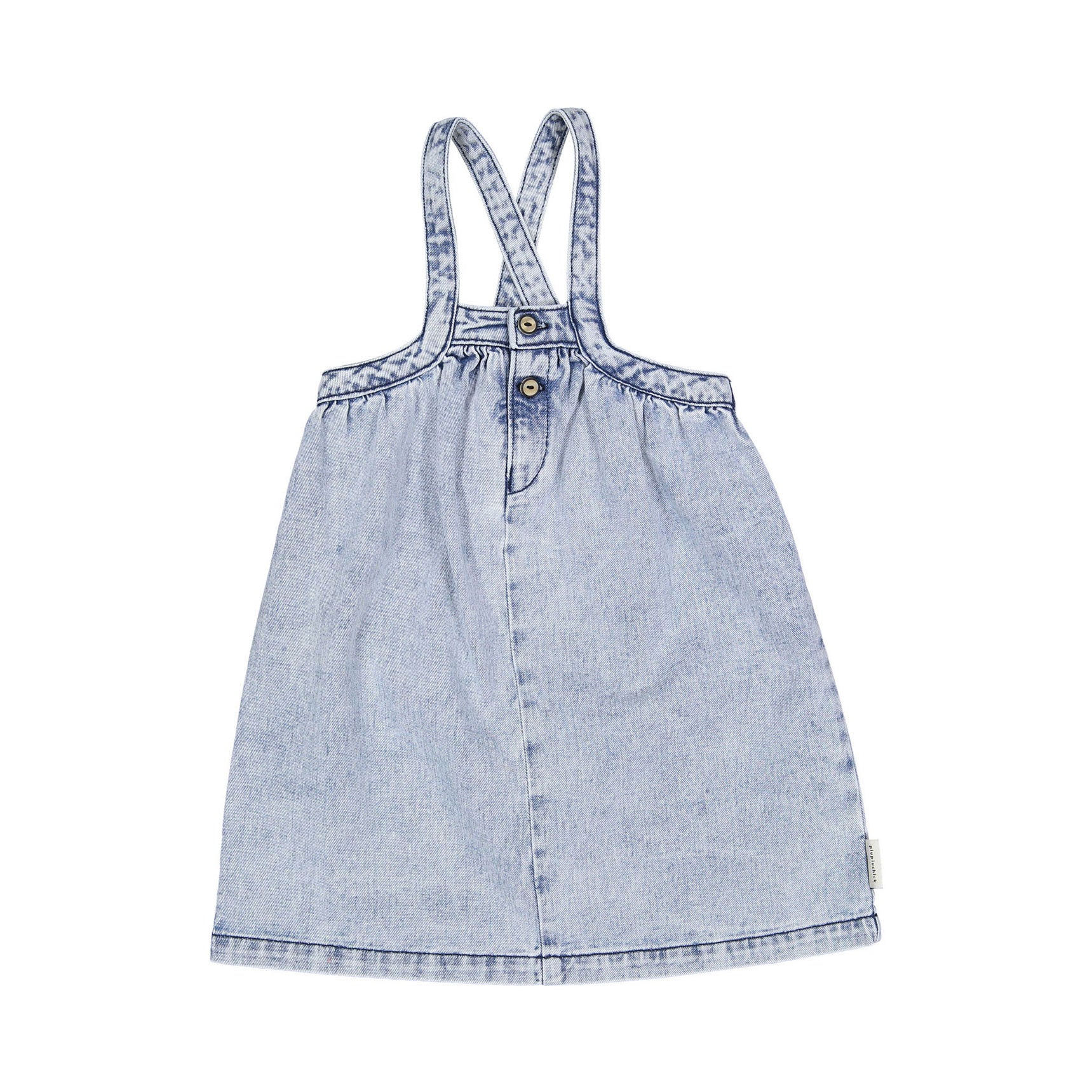 Piupiuchick Light Blue Washed Denim Strap Dress
