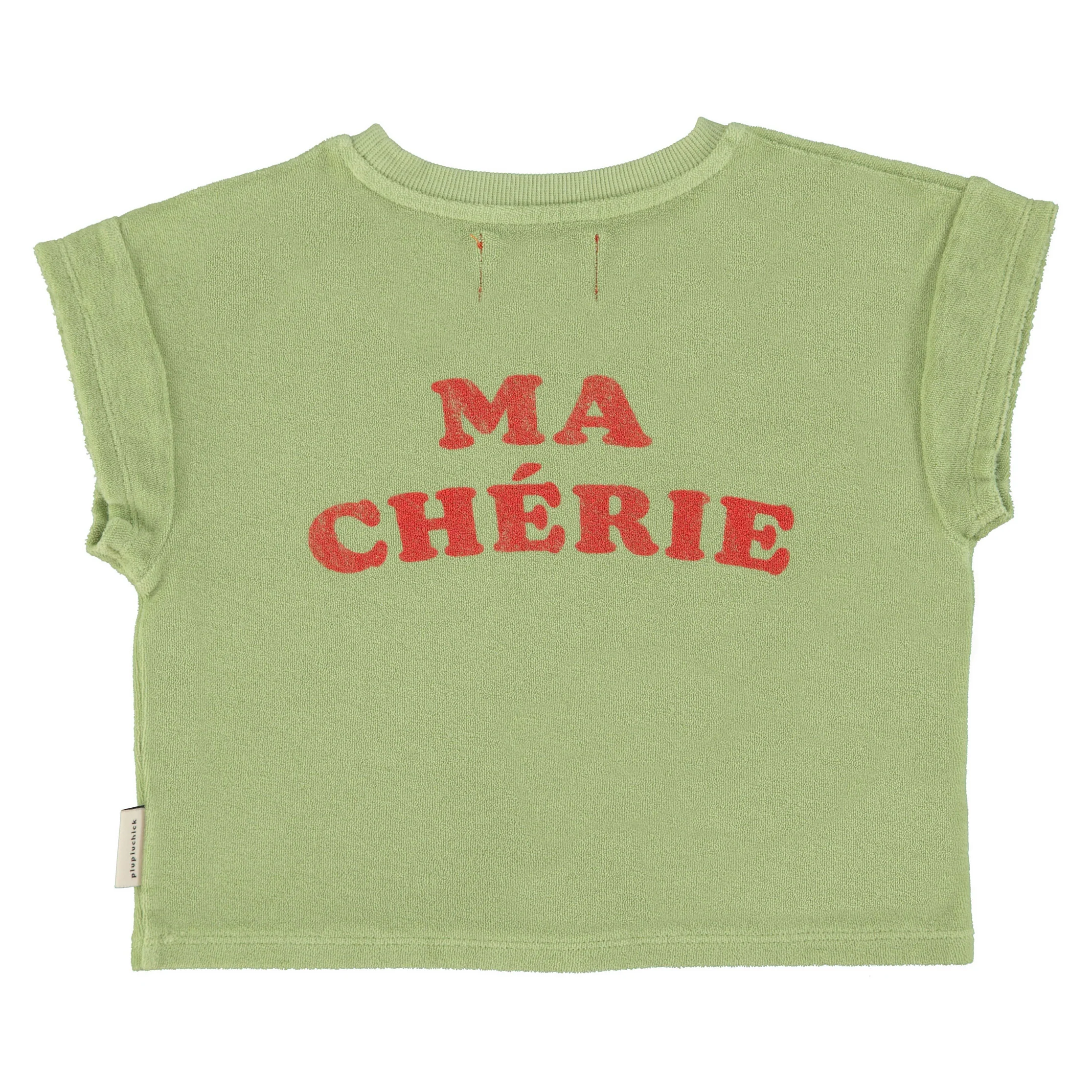 Piupiuchick Light Olive Cherry Print Baby T-Shirt - Image 3