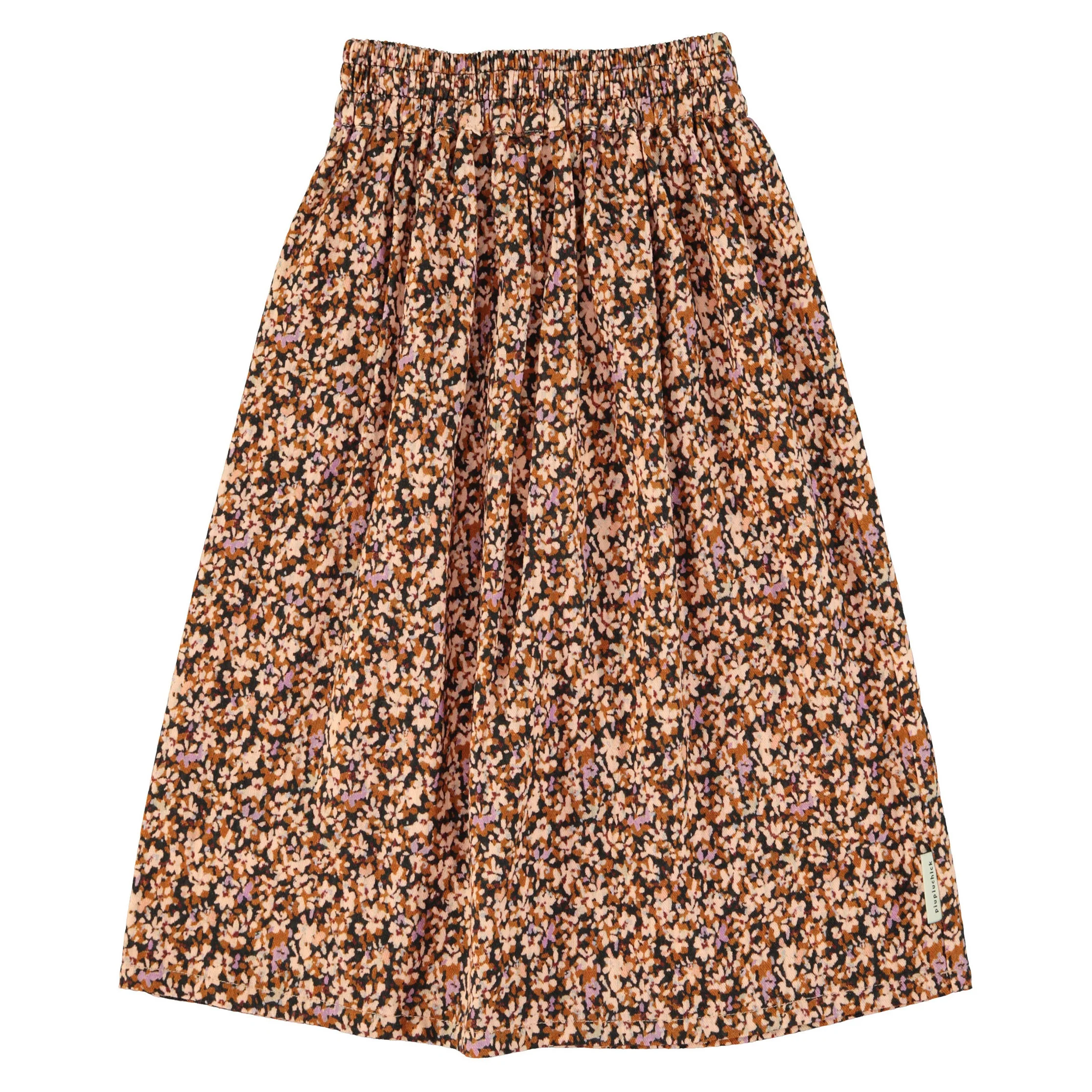 Piupiuchick Light Pink/Brown Flowers Long Skirt