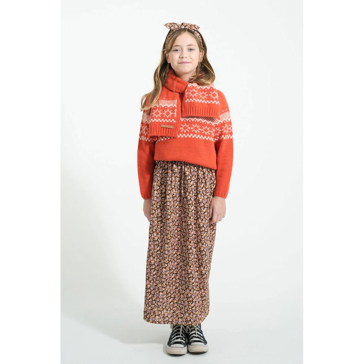 Piupiuchick Light Pink/Brown Flowers Long Skirt - Image 2