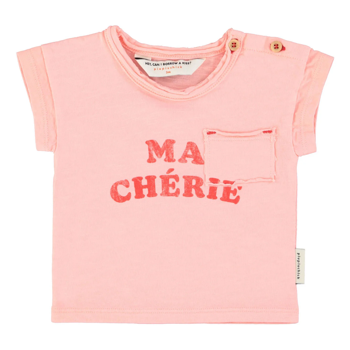 Piupiuchick Light Pink "Ma Cherie" Print Baby T-Shirt