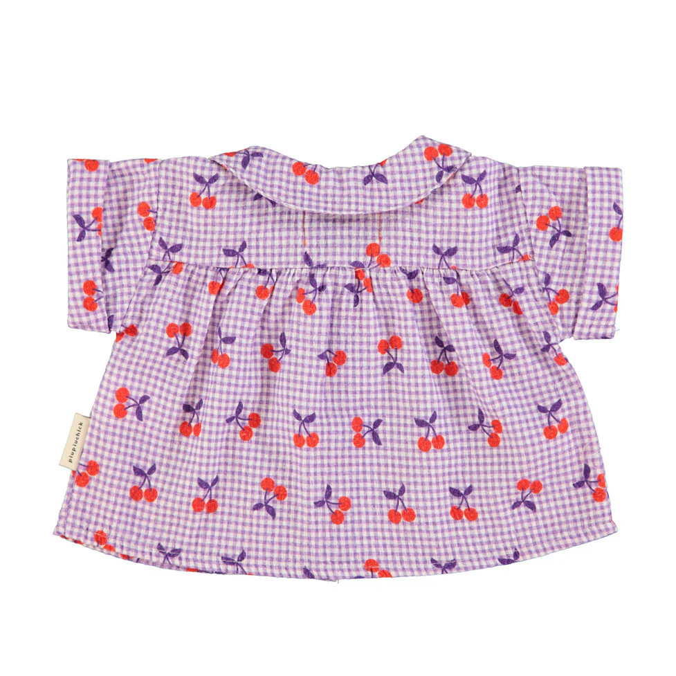 Piupiuchick Purple/White Cherry Print Baby Shirt - Image 2