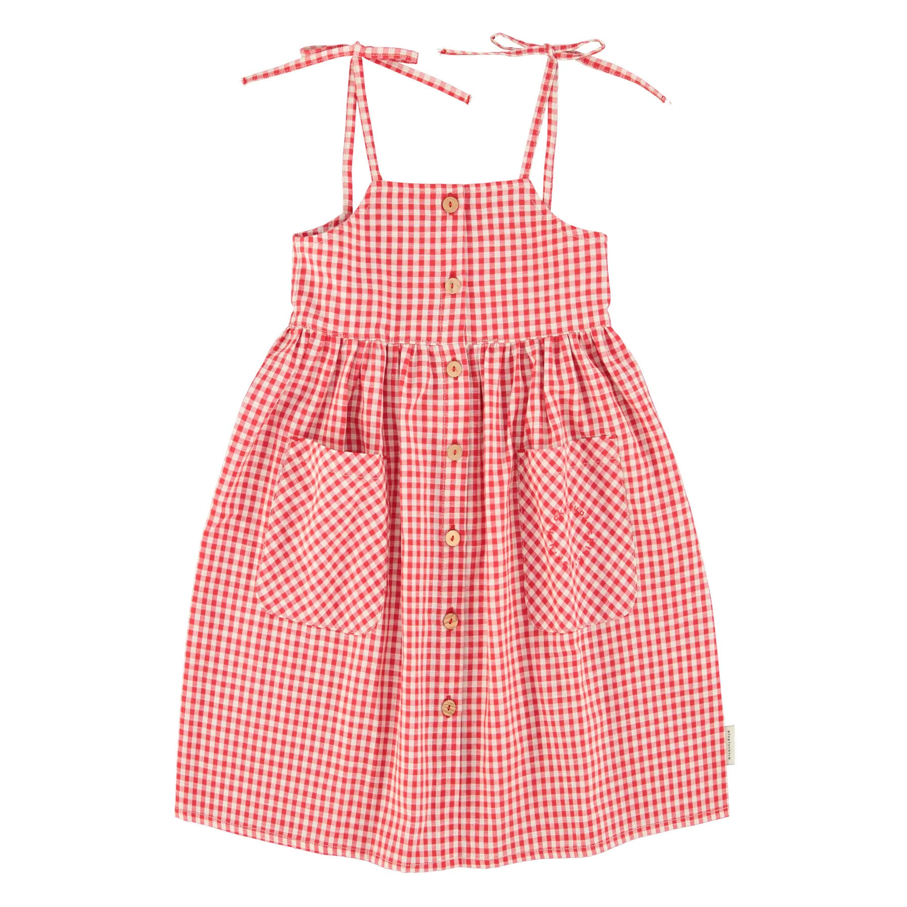 Piupiuchick Red/Ecru Checkered Long Dress