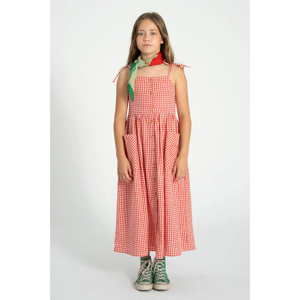 Piupiuchick Red/Ecru Checkered Long Dress - Image 2