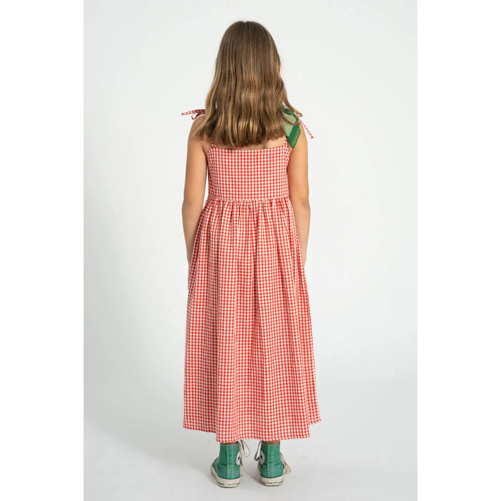 Piupiuchick Red/Ecru Checkered Long Dress - Image 4