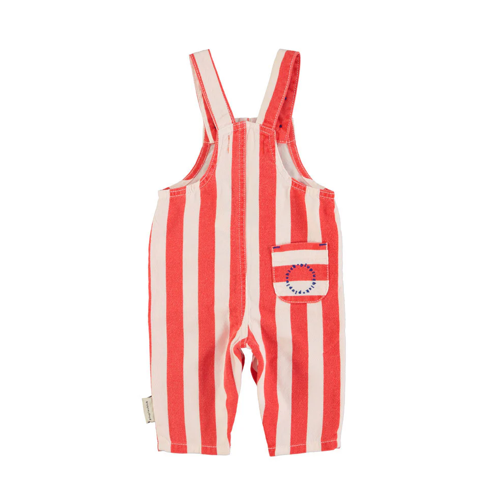 Piupiuchick Red/White Stripes Baby Dungarees - Image 2