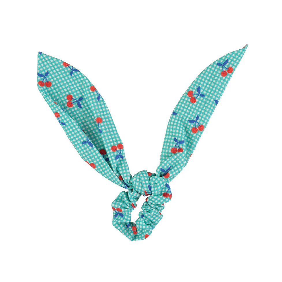 Piupiuchick Turquoise/White Cherry Print Scrunchie - Image 2
