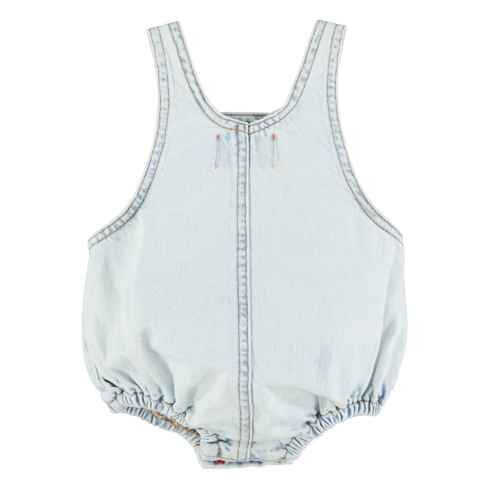 Piupiuchick Washed Light Blue Denim Romper - Image 2