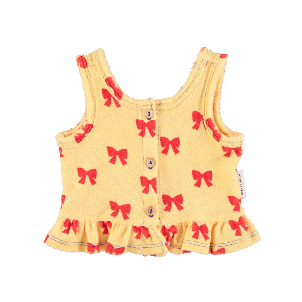 Piupiuchick Yellow W/ Red Bows Baby Top
