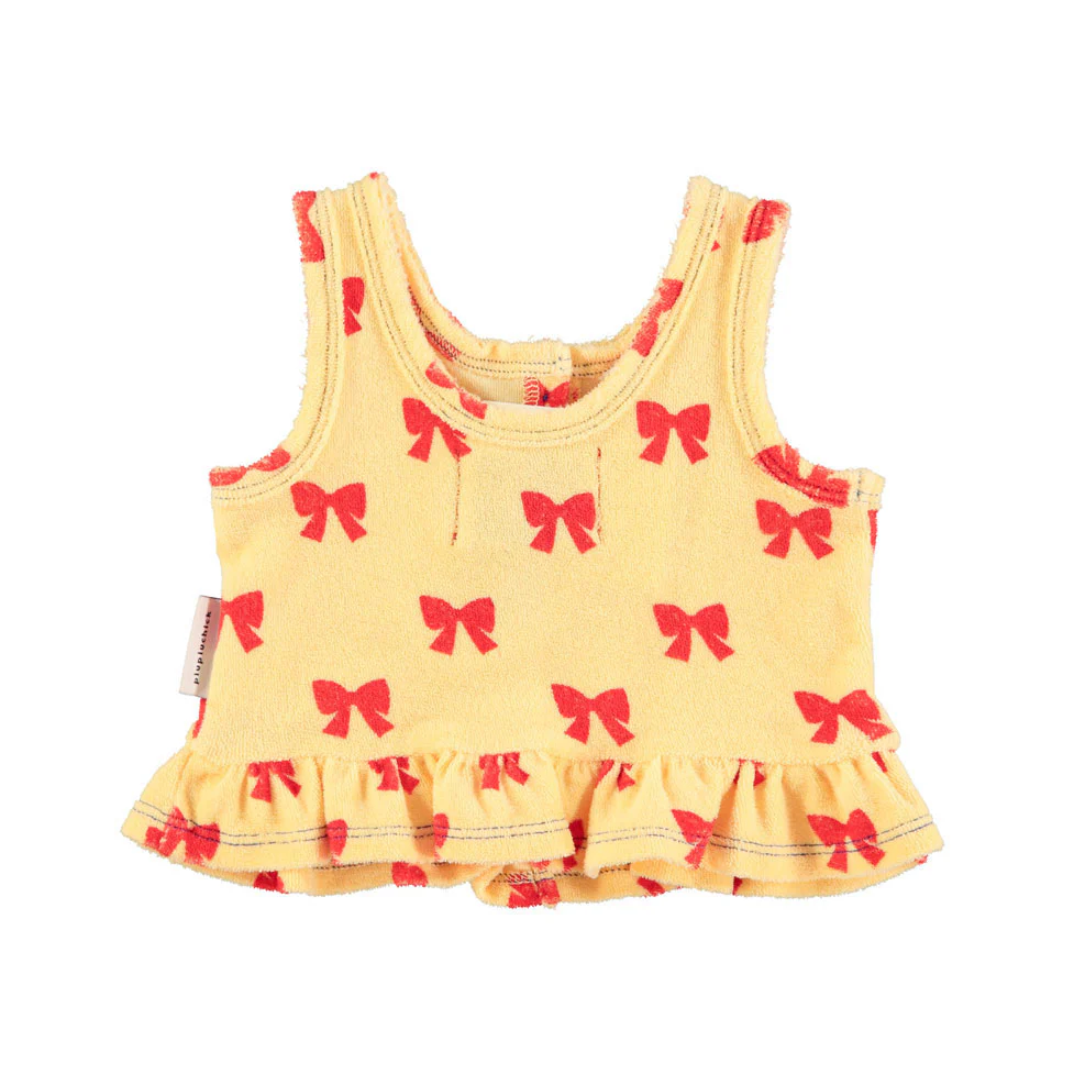 Piupiuchick Yellow W/ Red Bows Baby Top - Image 2
