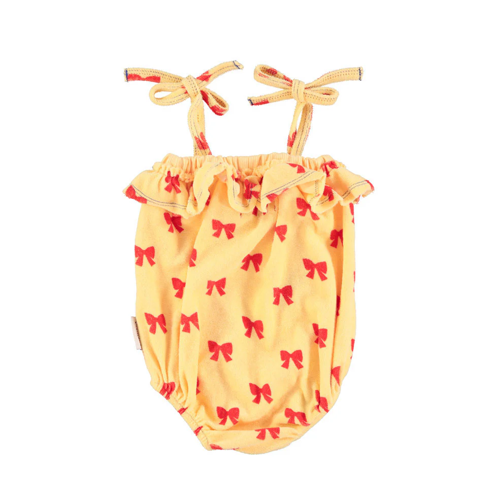 Piupiuchick Yellow W/ Red Bows Romper - Image 2