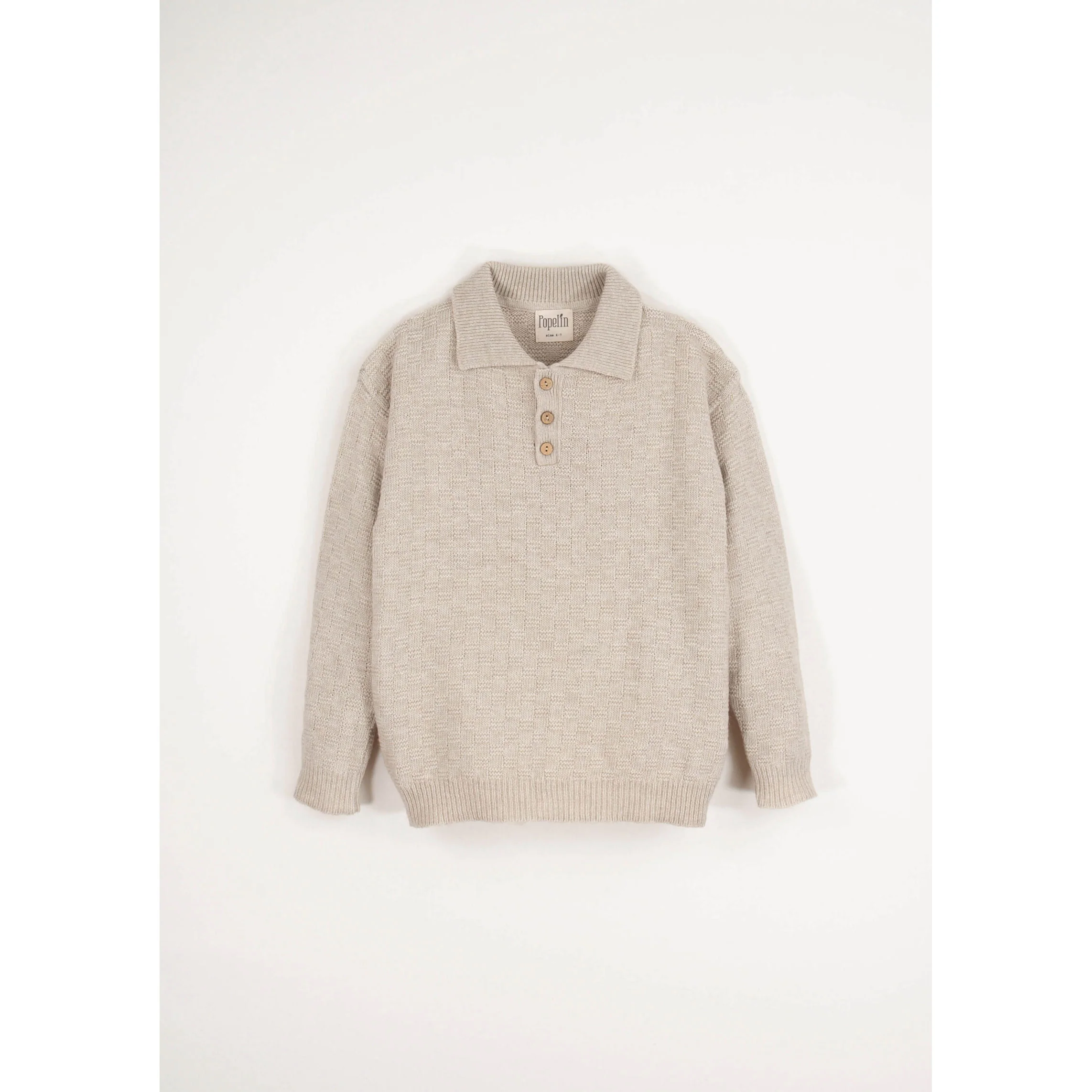 Popelin Beige Textured Knit Polo