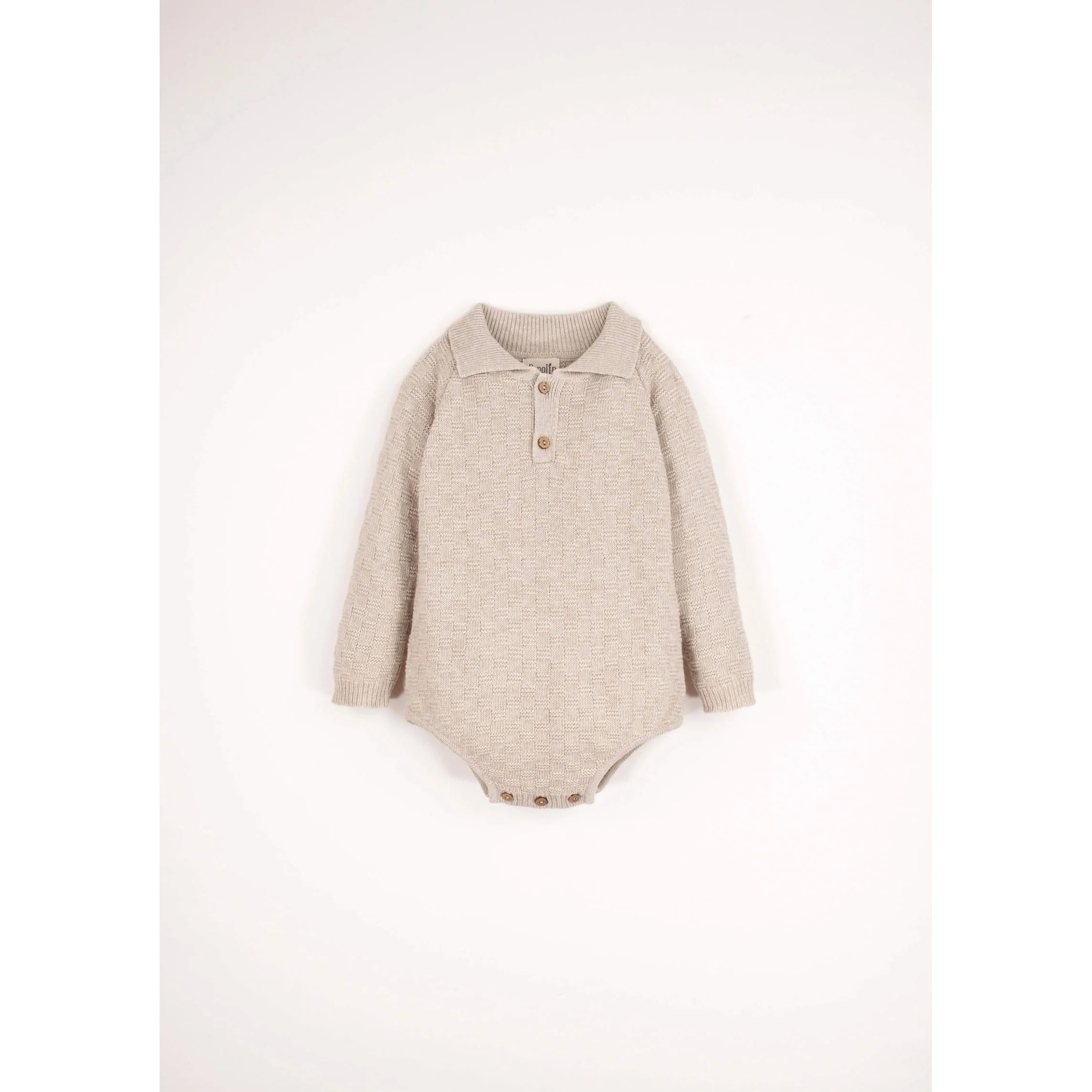 Popelin Beige Textured Knit Romper