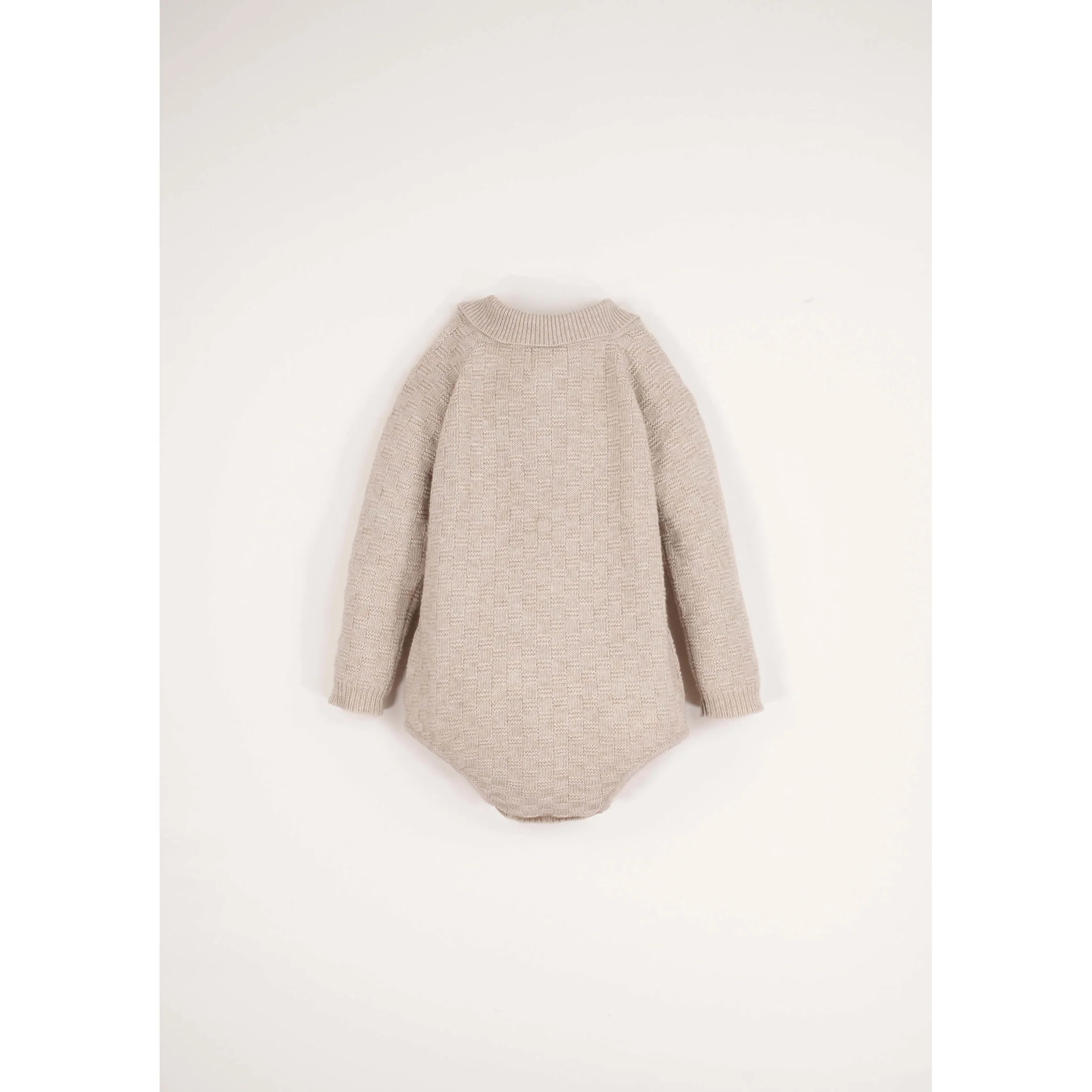 Popelin Beige Textured Knit Romper - Image 3