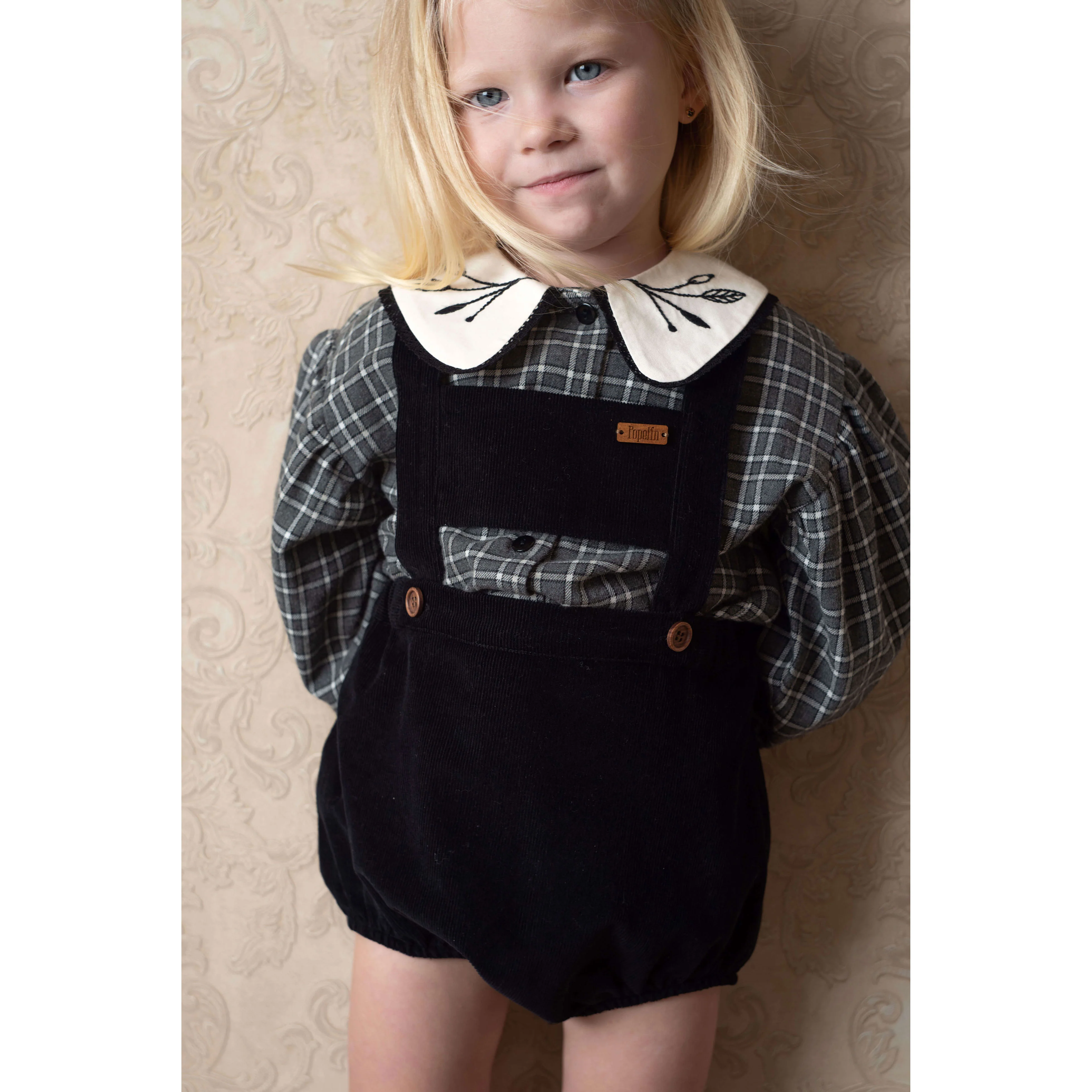 Popelin Black Corduroy Romper - Image 2