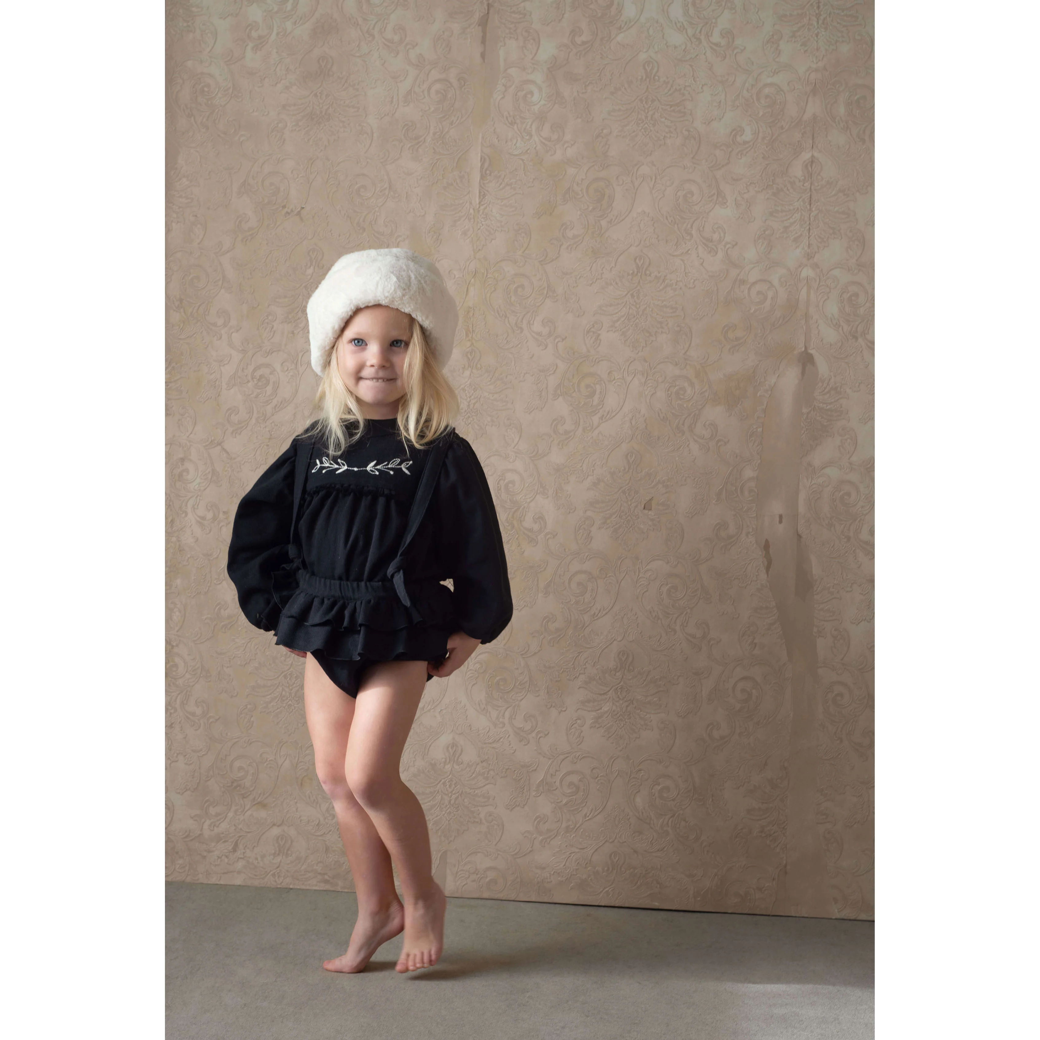 Popelin Black Double Frill Romper - Image 2