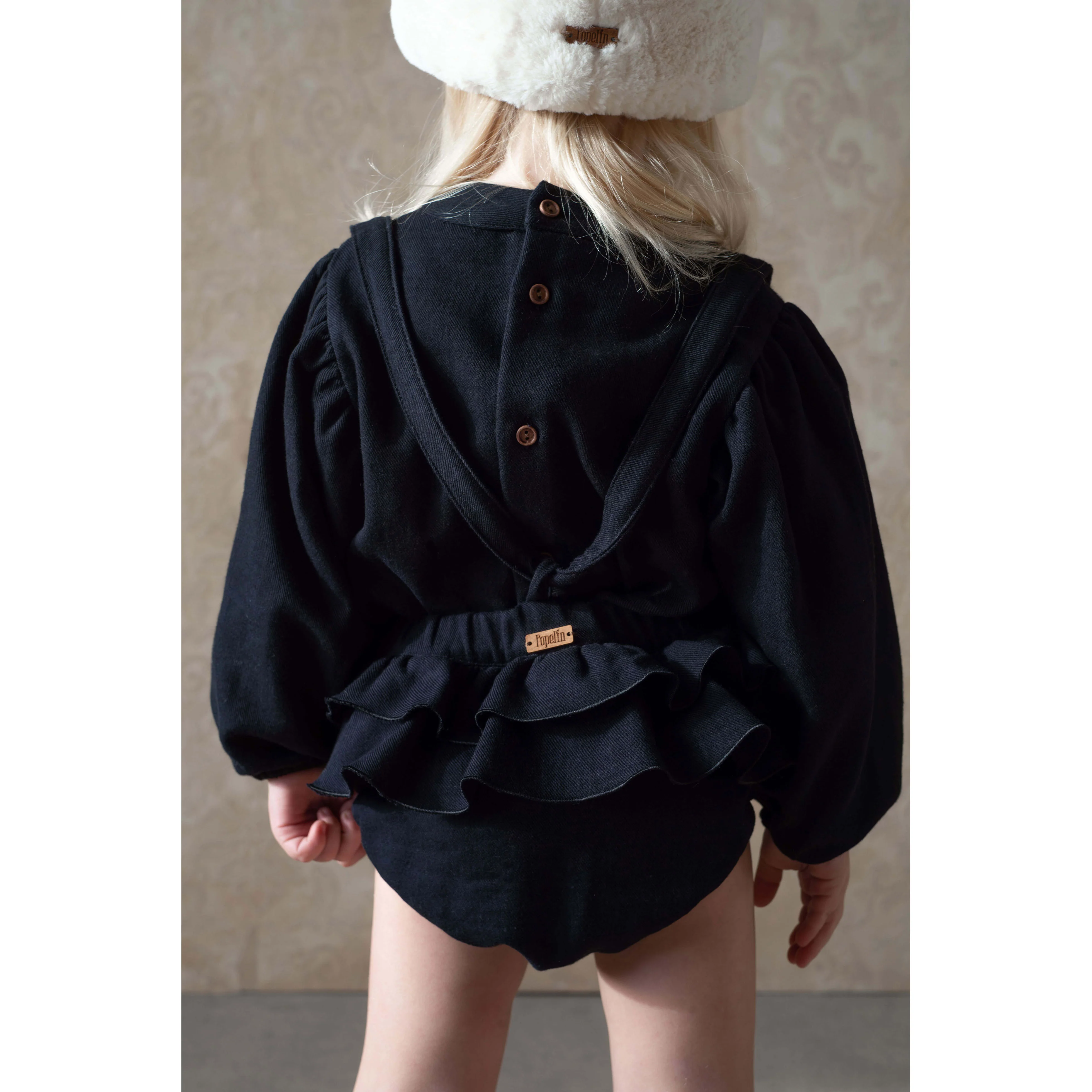Popelin Black Double Frill Romper - Image 3