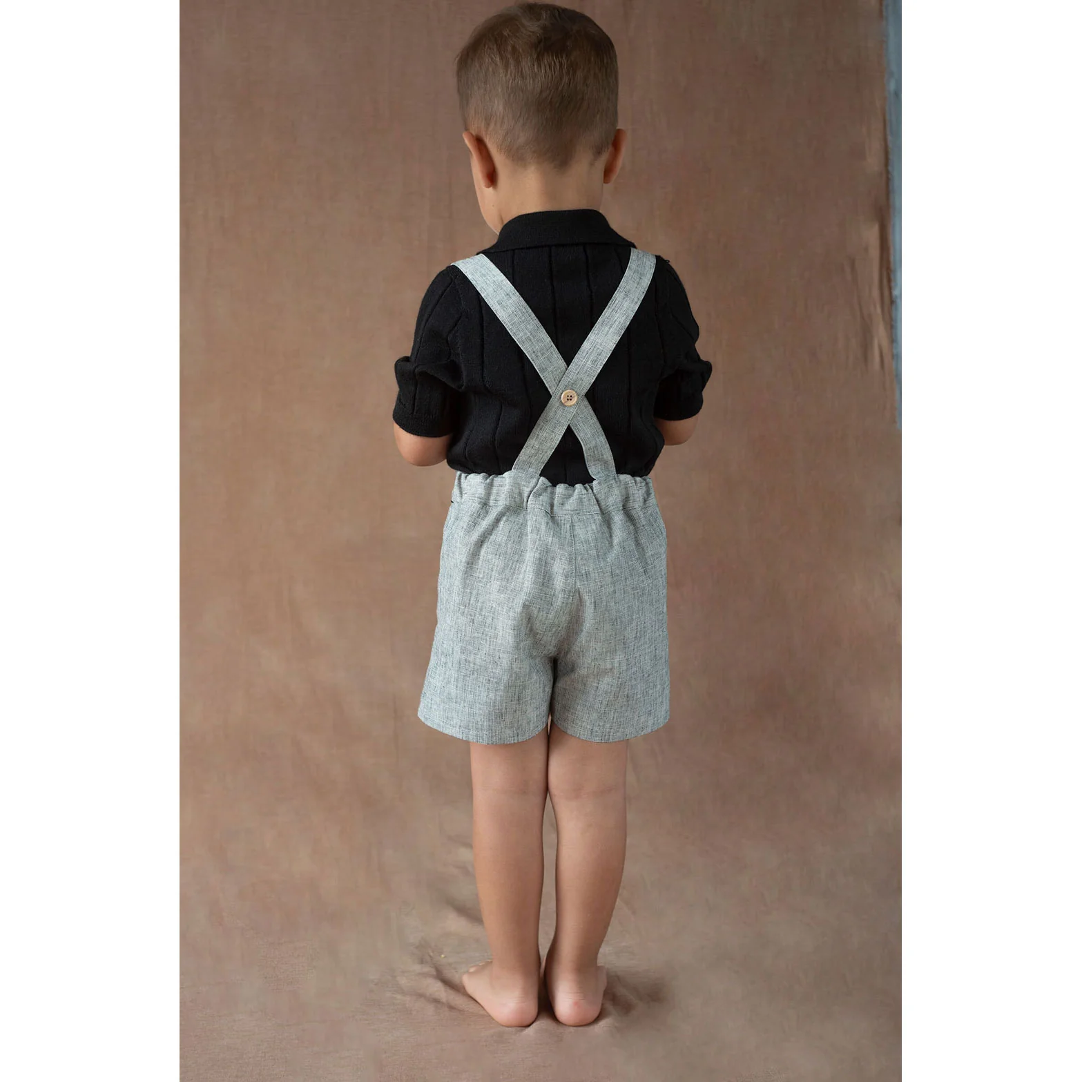 Popelin Black Fleck Suspender Shorts - Image 4