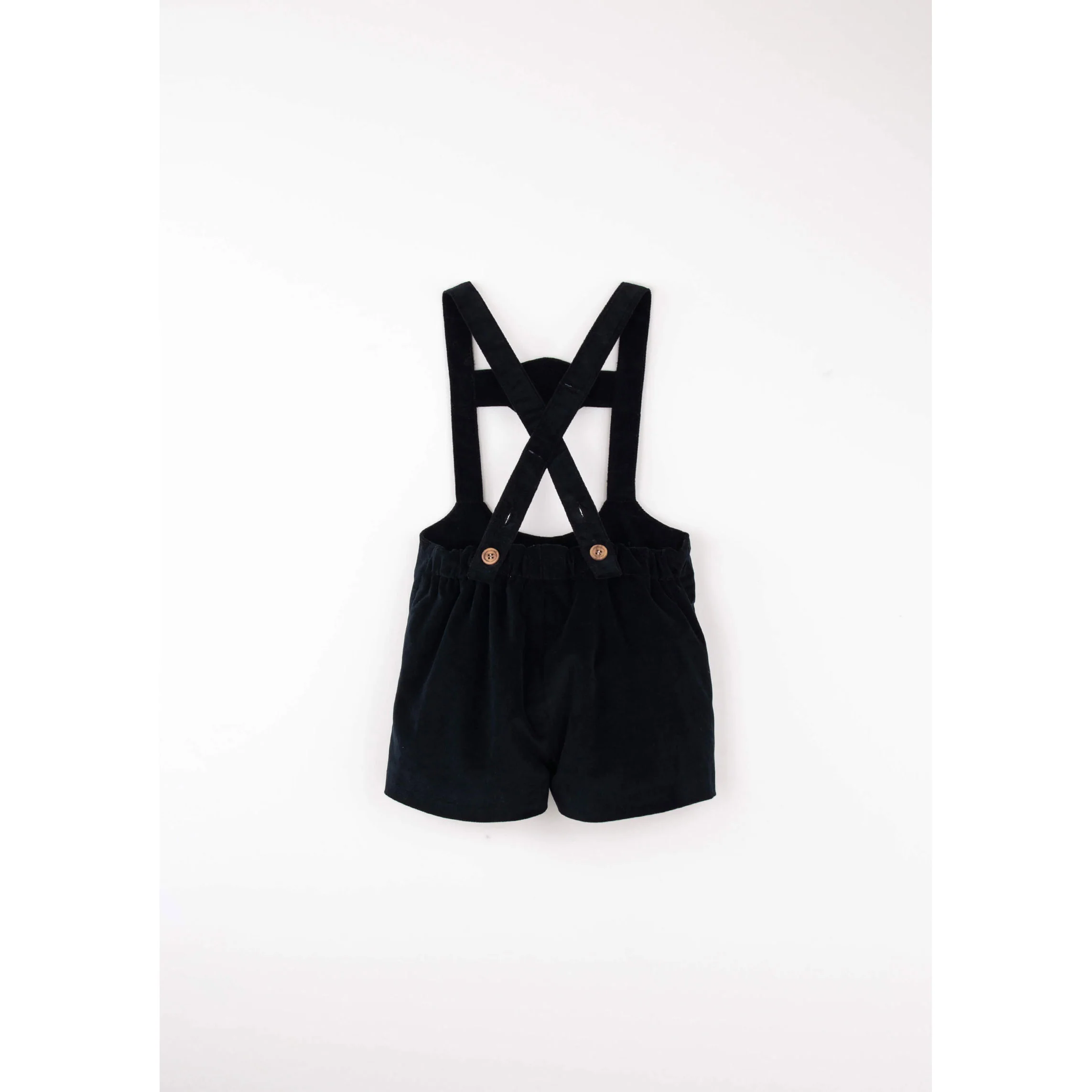 Popelin Black Velvet Embroidered Short Dungarees - Image 3