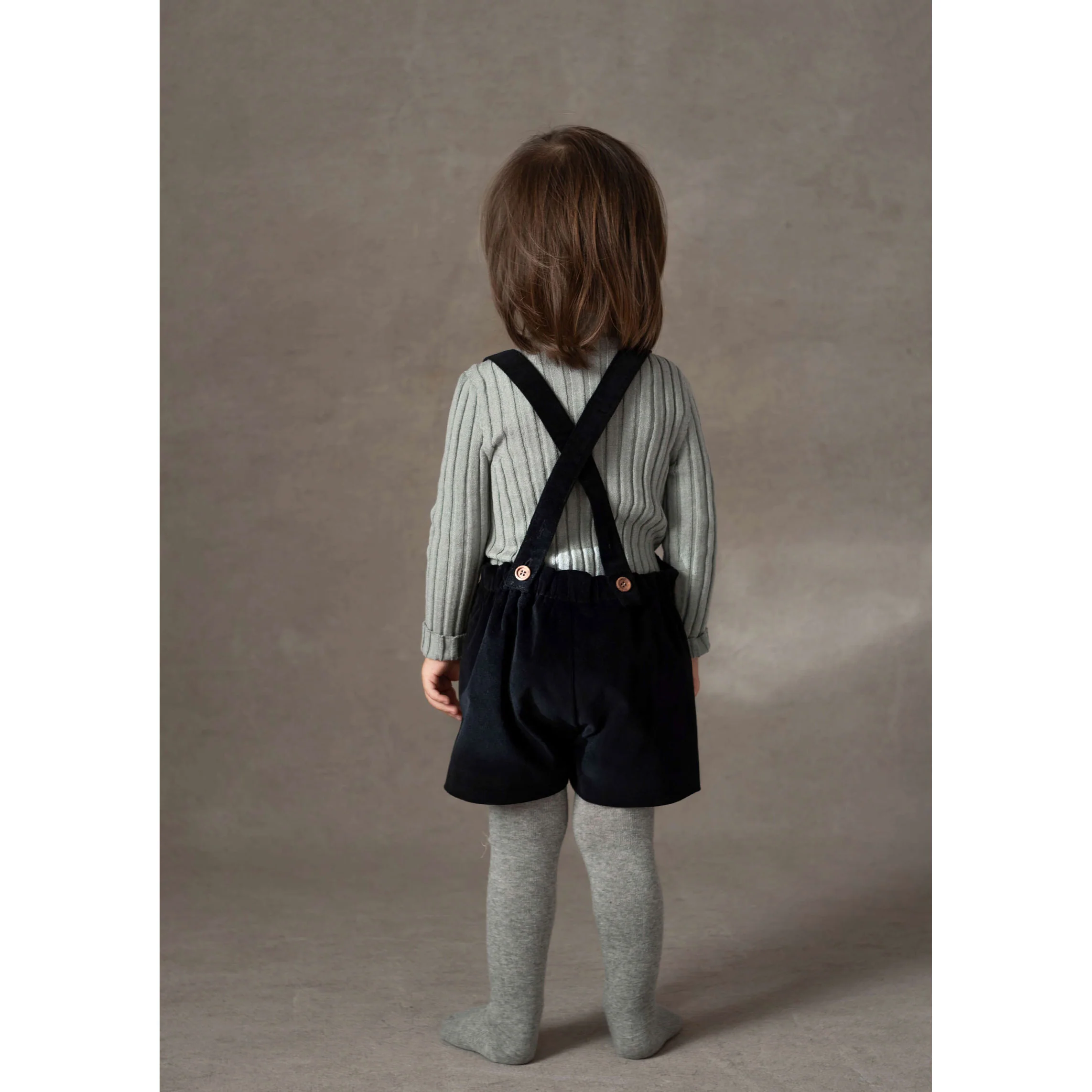 Popelin Black Velvet Embroidered Short Dungarees - Image 4