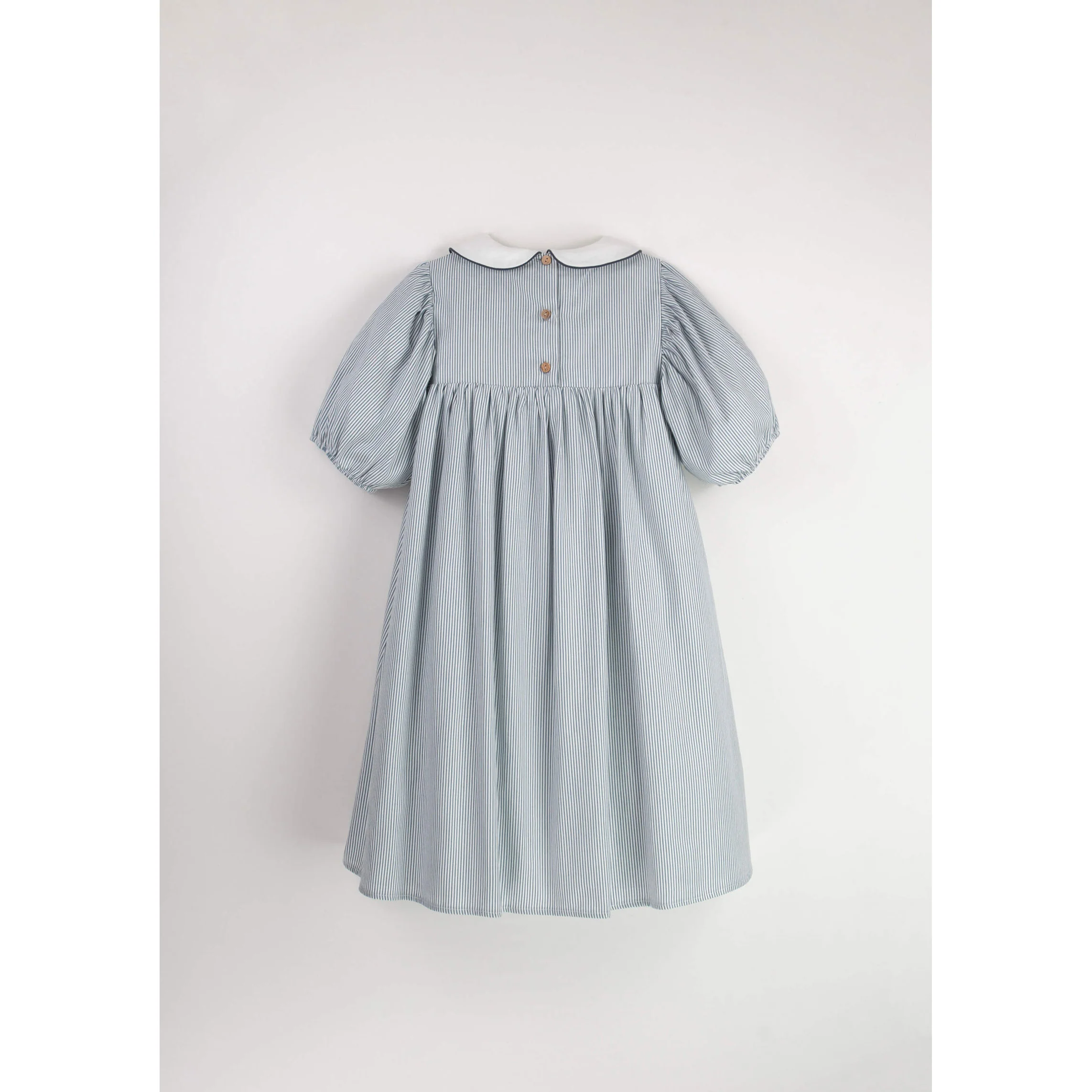 Popelin Blue Stripe Embroidered Yoke Dress - Image 2