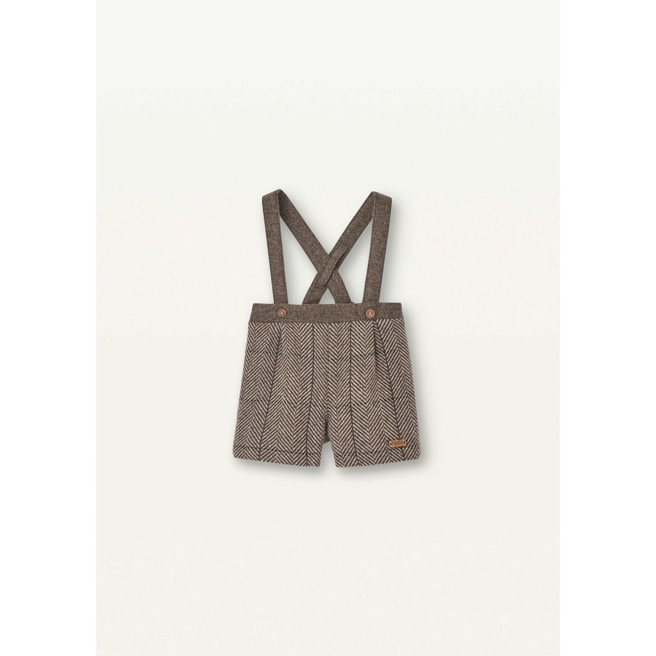 Popelin Brown Herringbone Crossover Strap Shorts