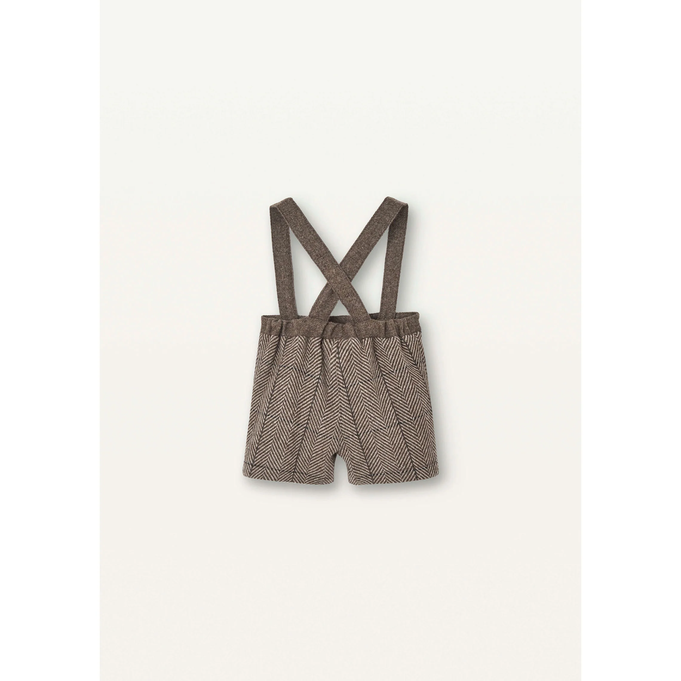 Popelin Brown Herringbone Crossover Strap Shorts - Image 3