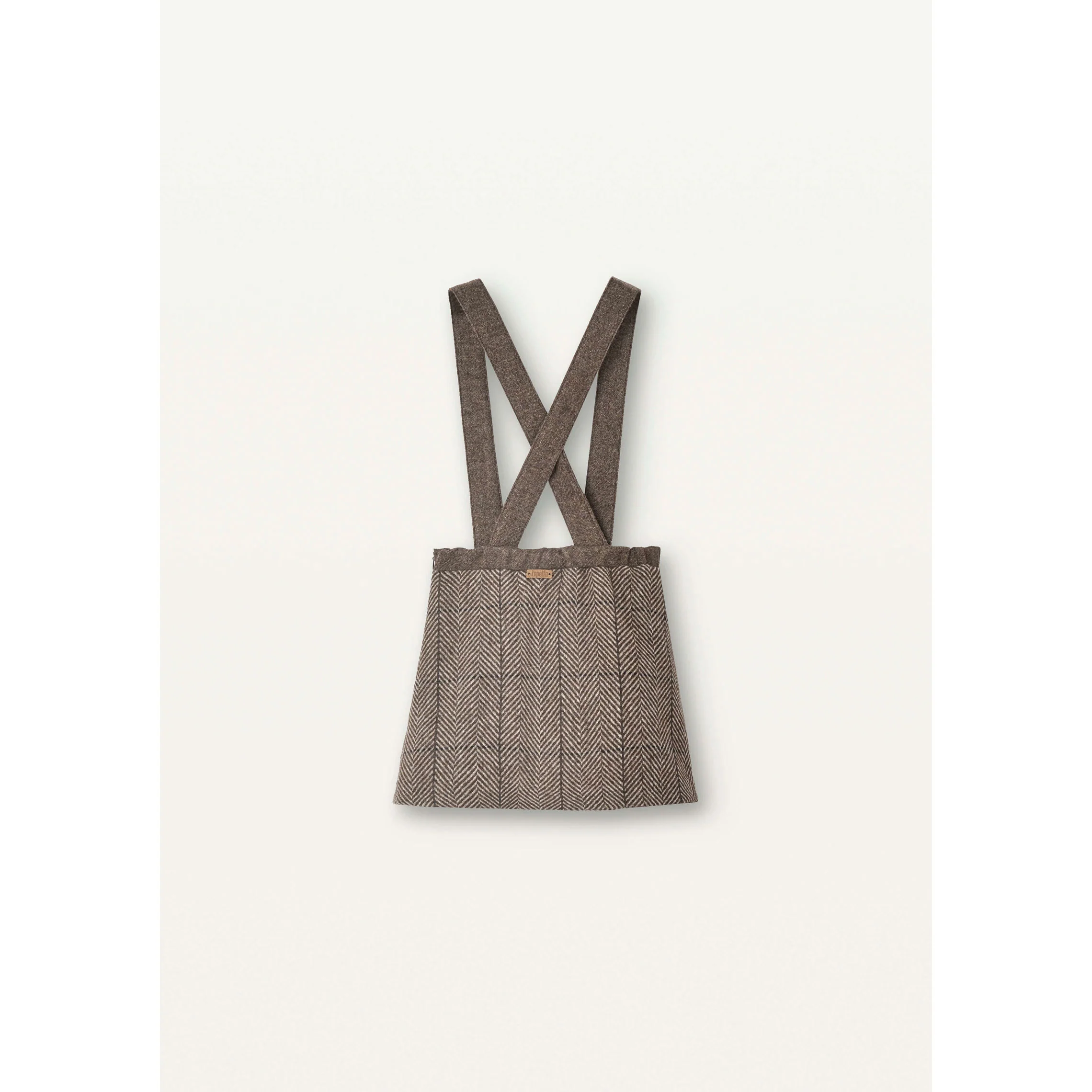 Popelin Brown Herringbone Strap Skirt - Image 3