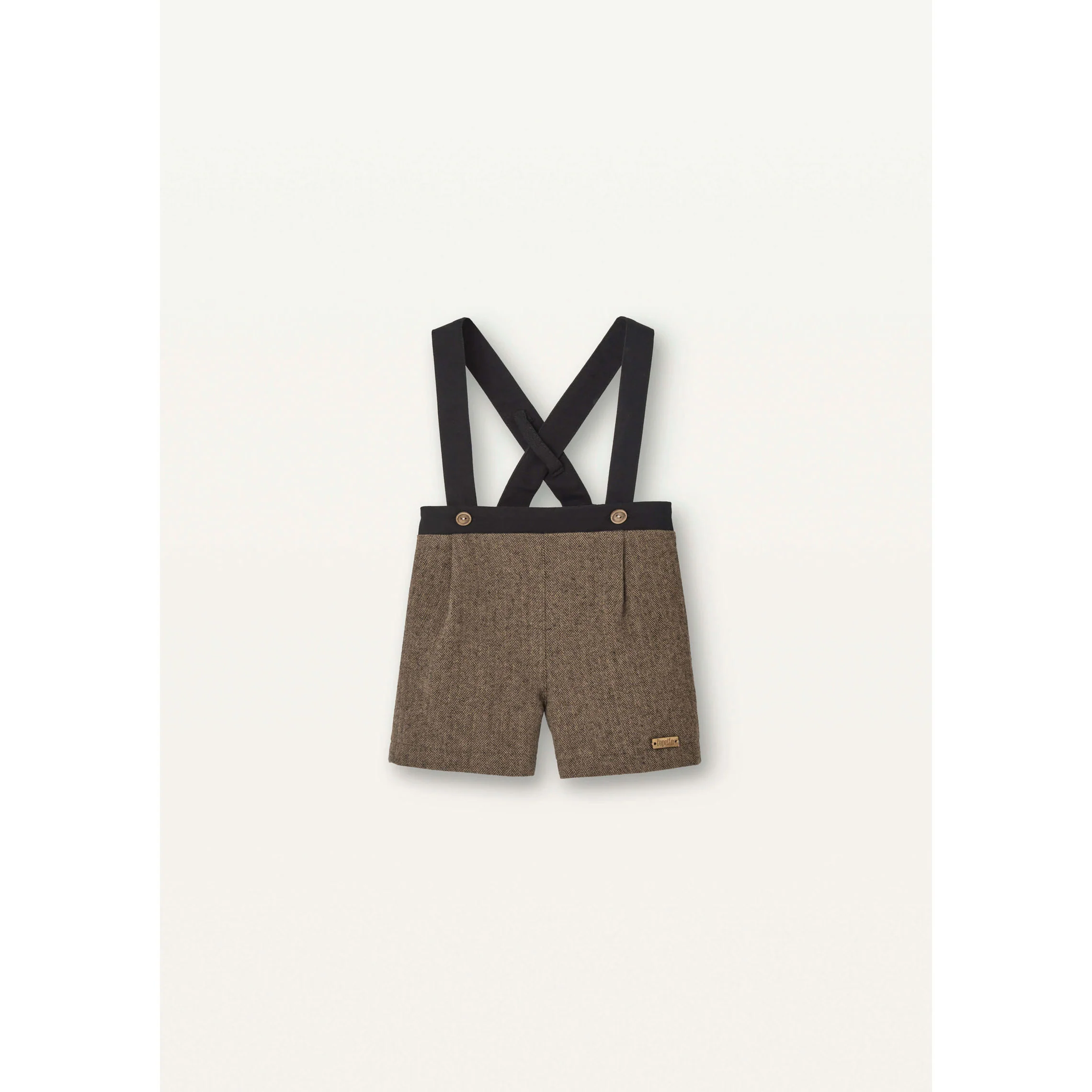 Popelin Brown Micro Herringbone Crossover Shorts - Image 3