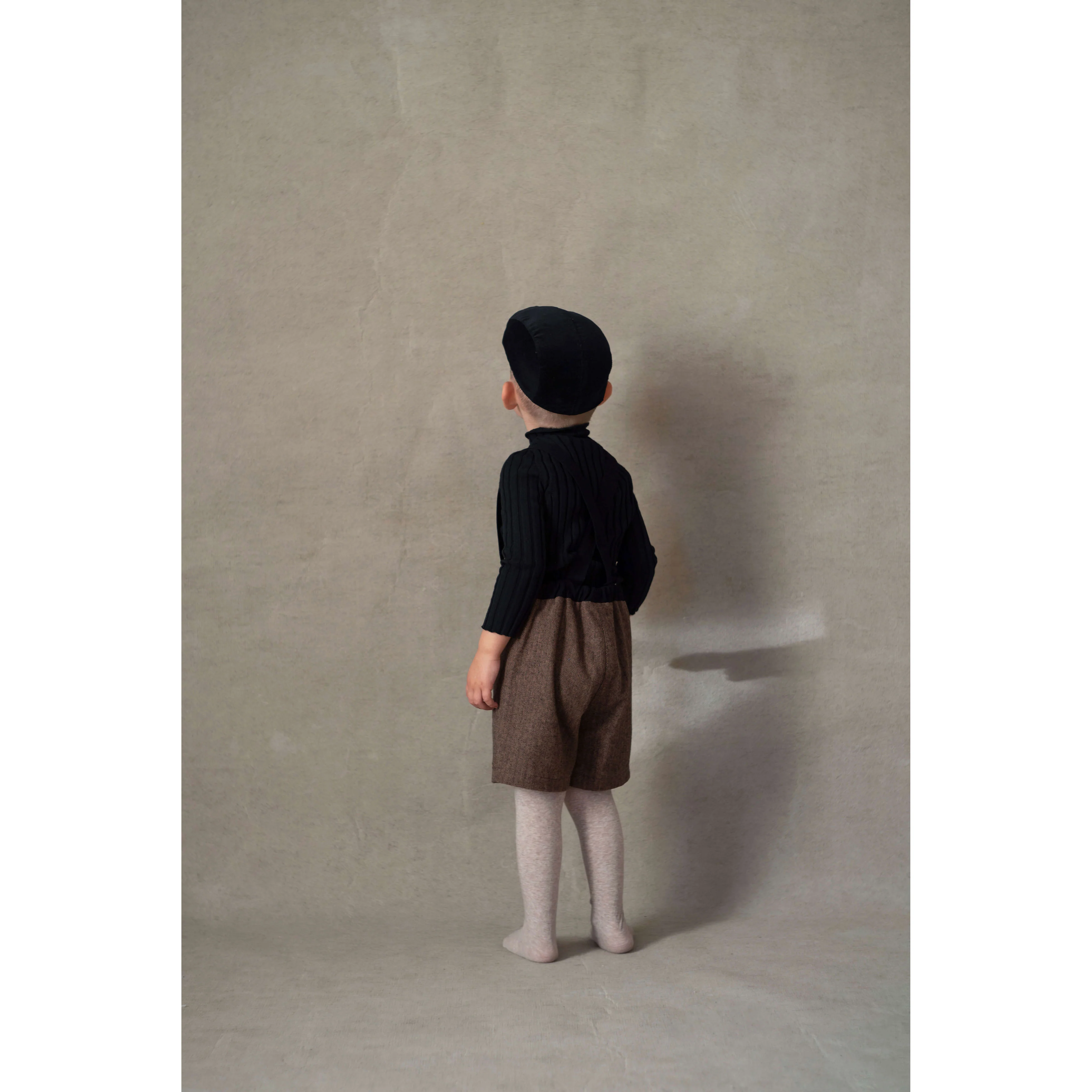 Popelin Brown Micro Herringbone Crossover Shorts - Image 4