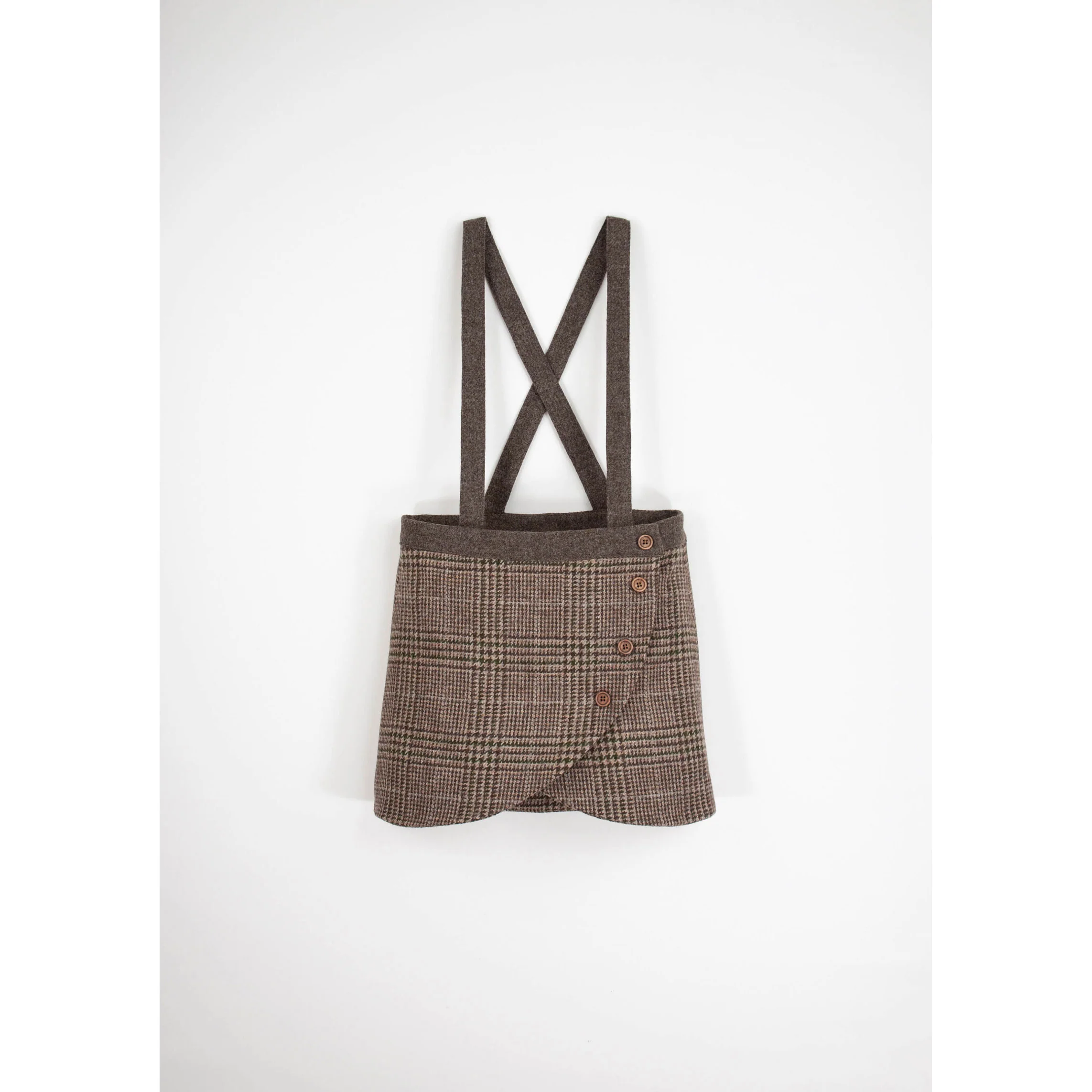 Popelin Brown Plaid Crossover Skirt