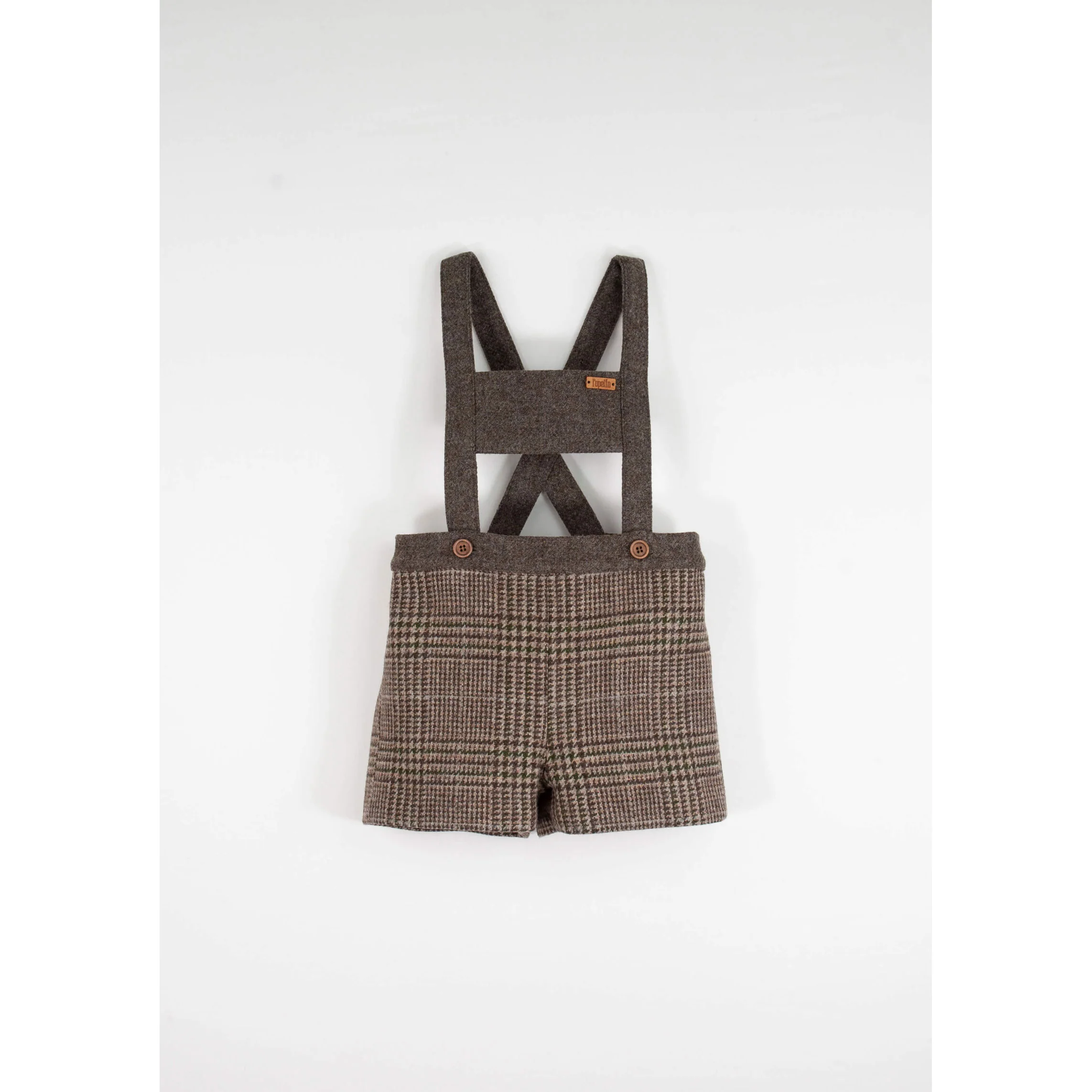Popelin Brown Plaid Suspender Shorts