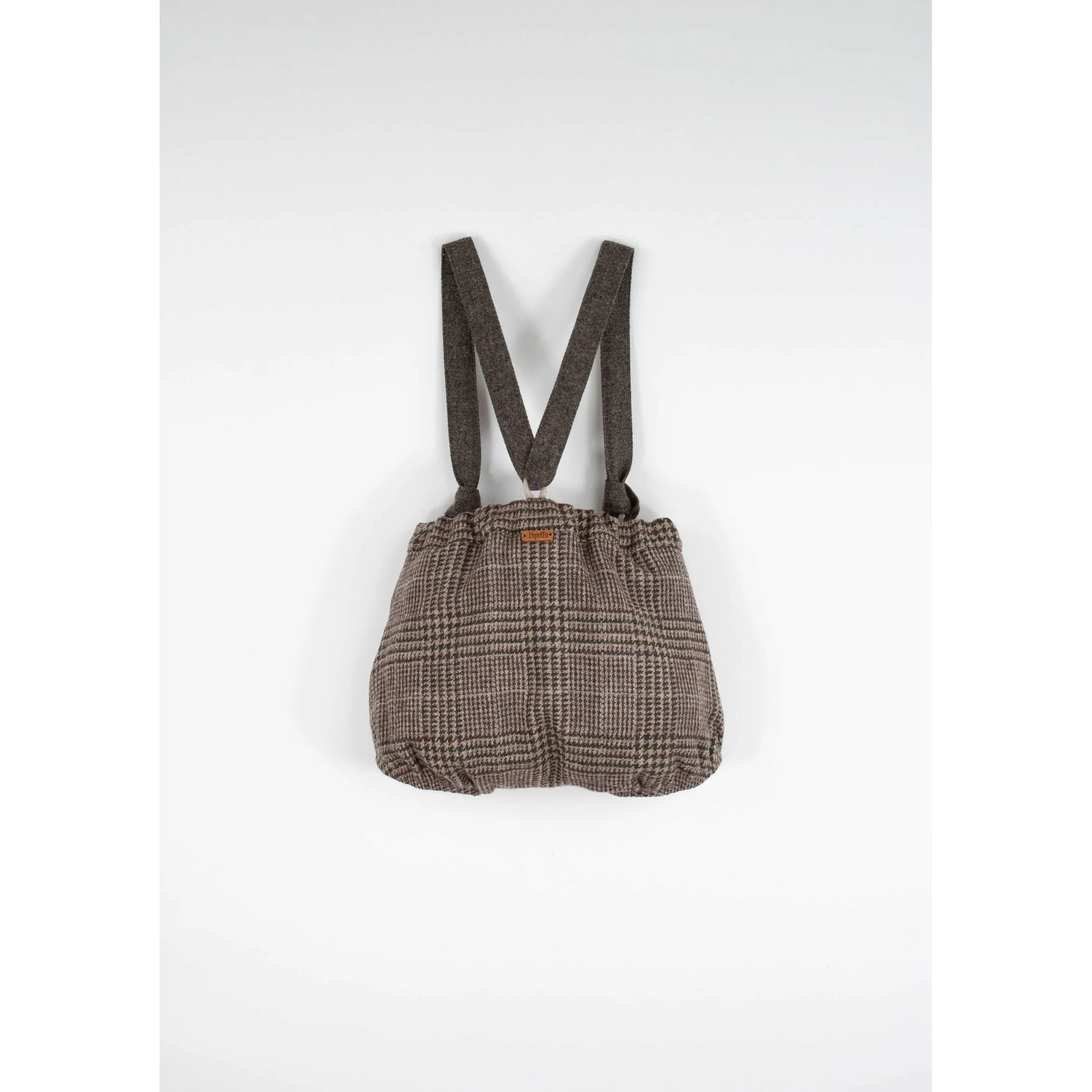 Popelin Brown Plaid Wool Romper - Image 3