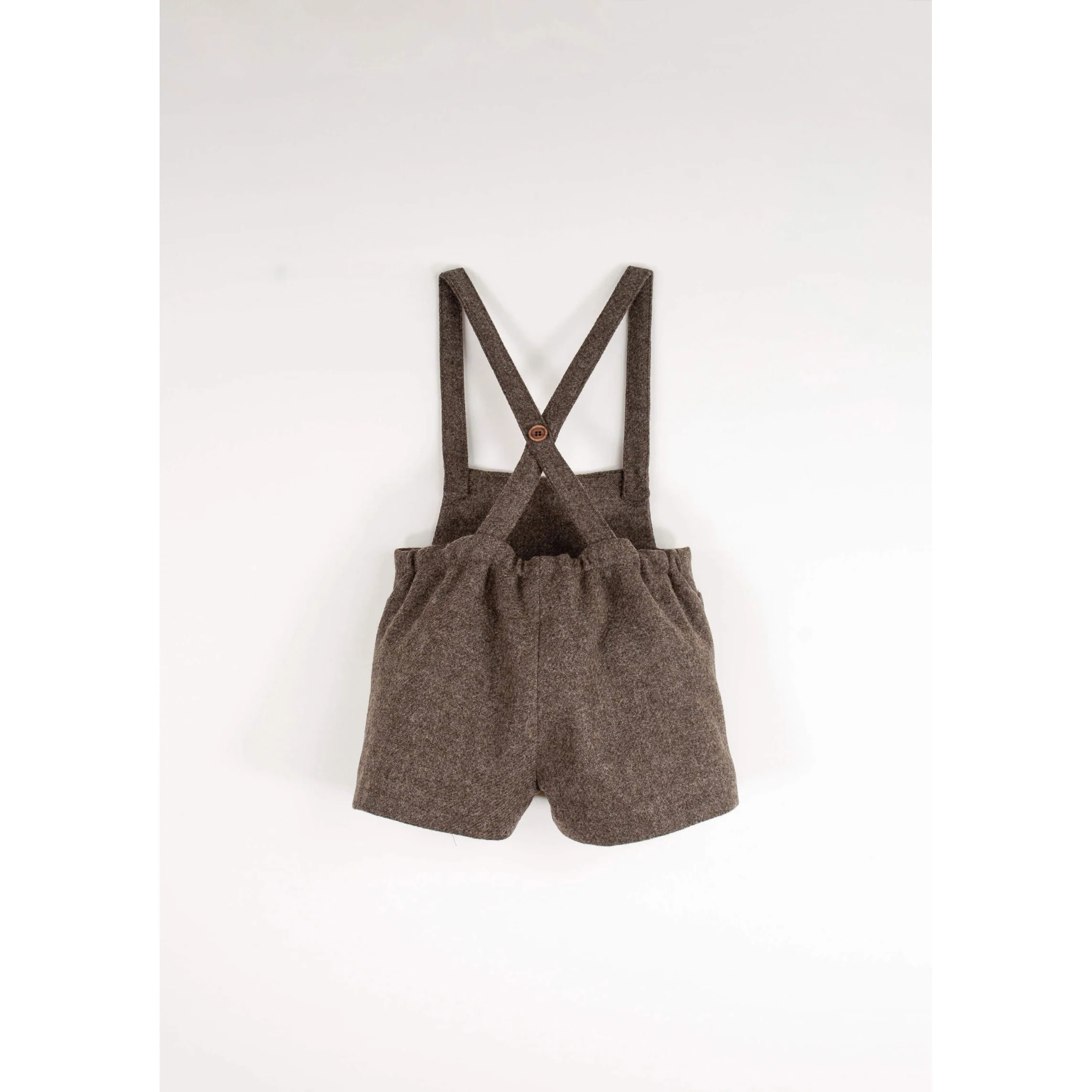 Popelin Brown Wool Suspender Shorts - Image 3