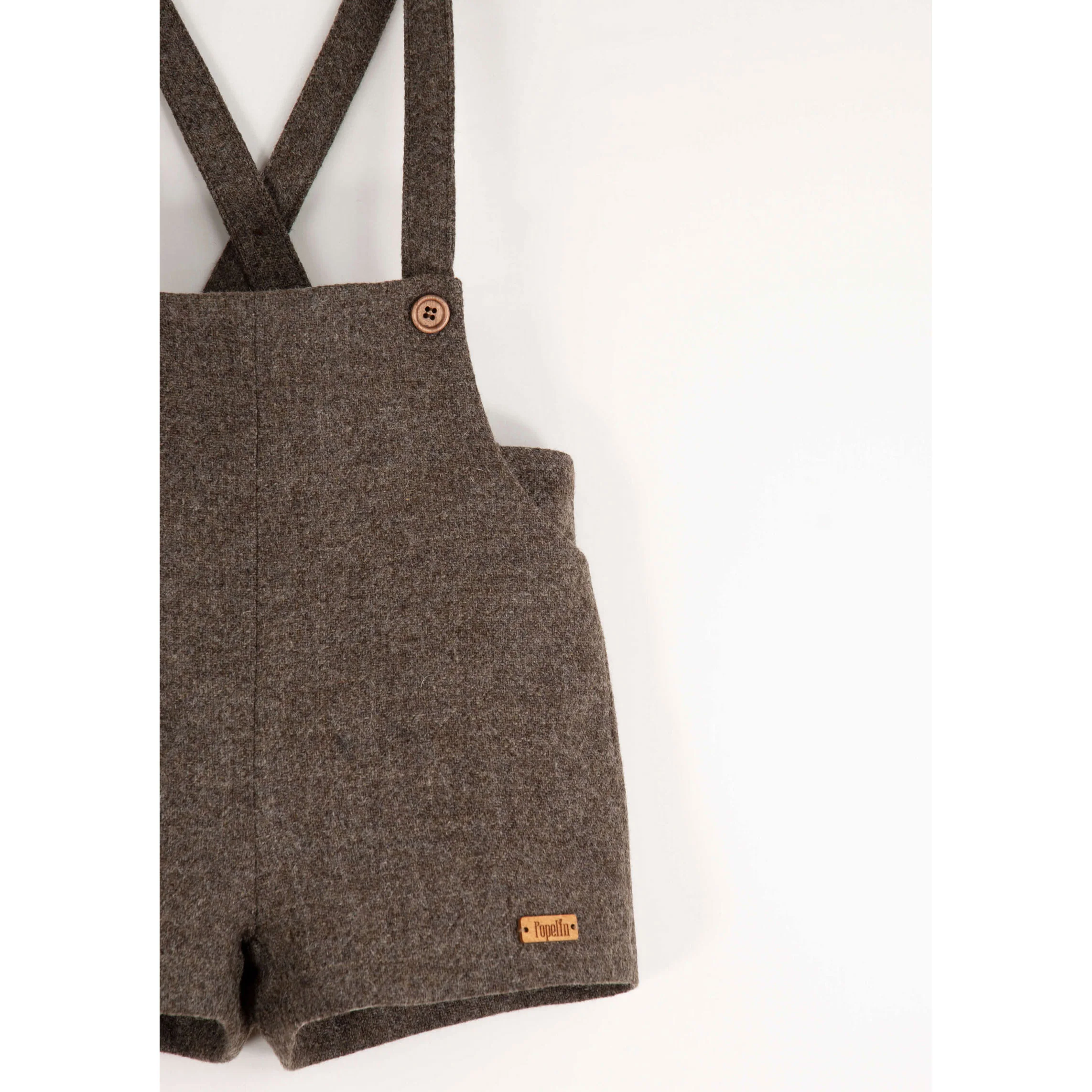 Popelin Brown Wool Suspender Shorts - Image 4