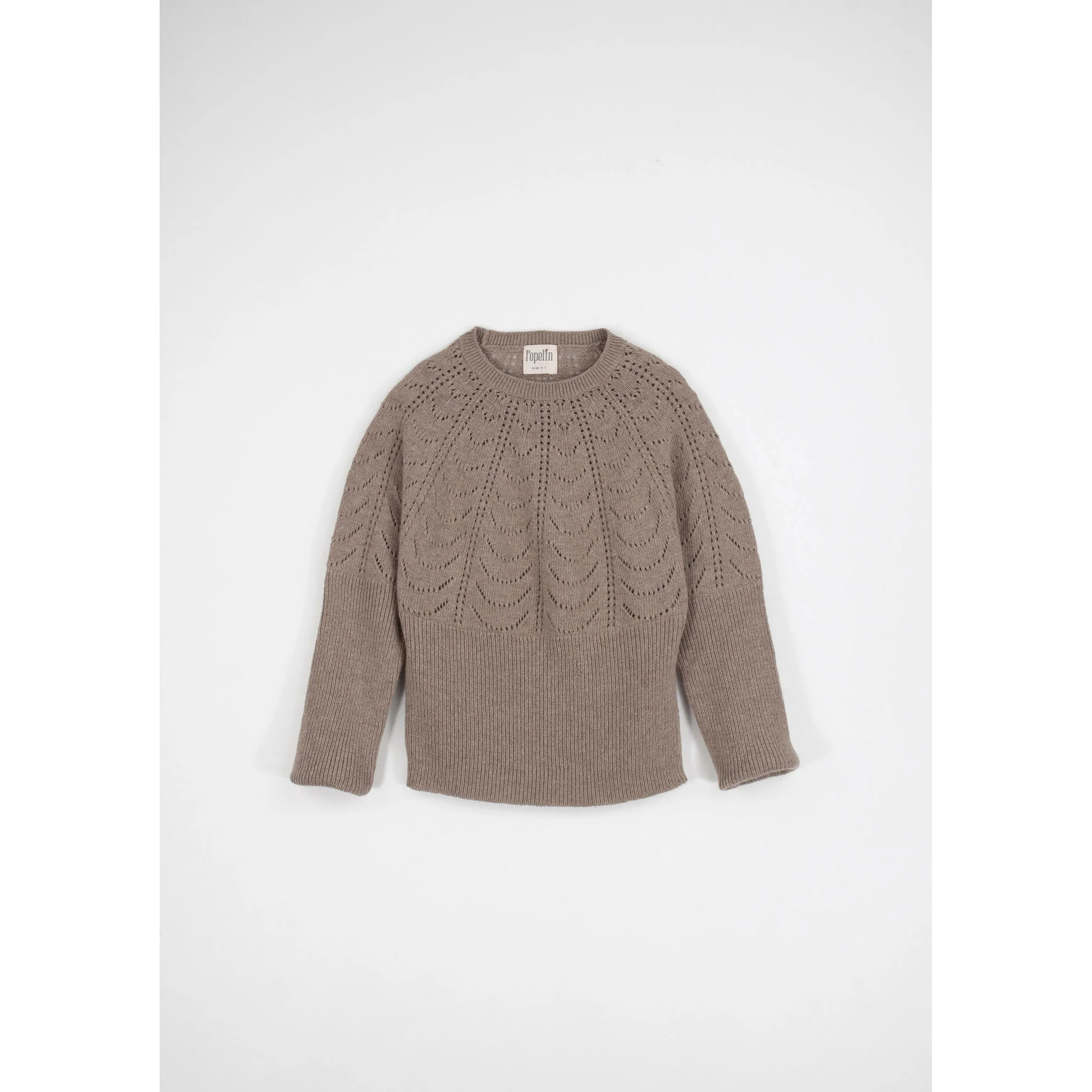 Popelin Camel Openwork Knit Pullover