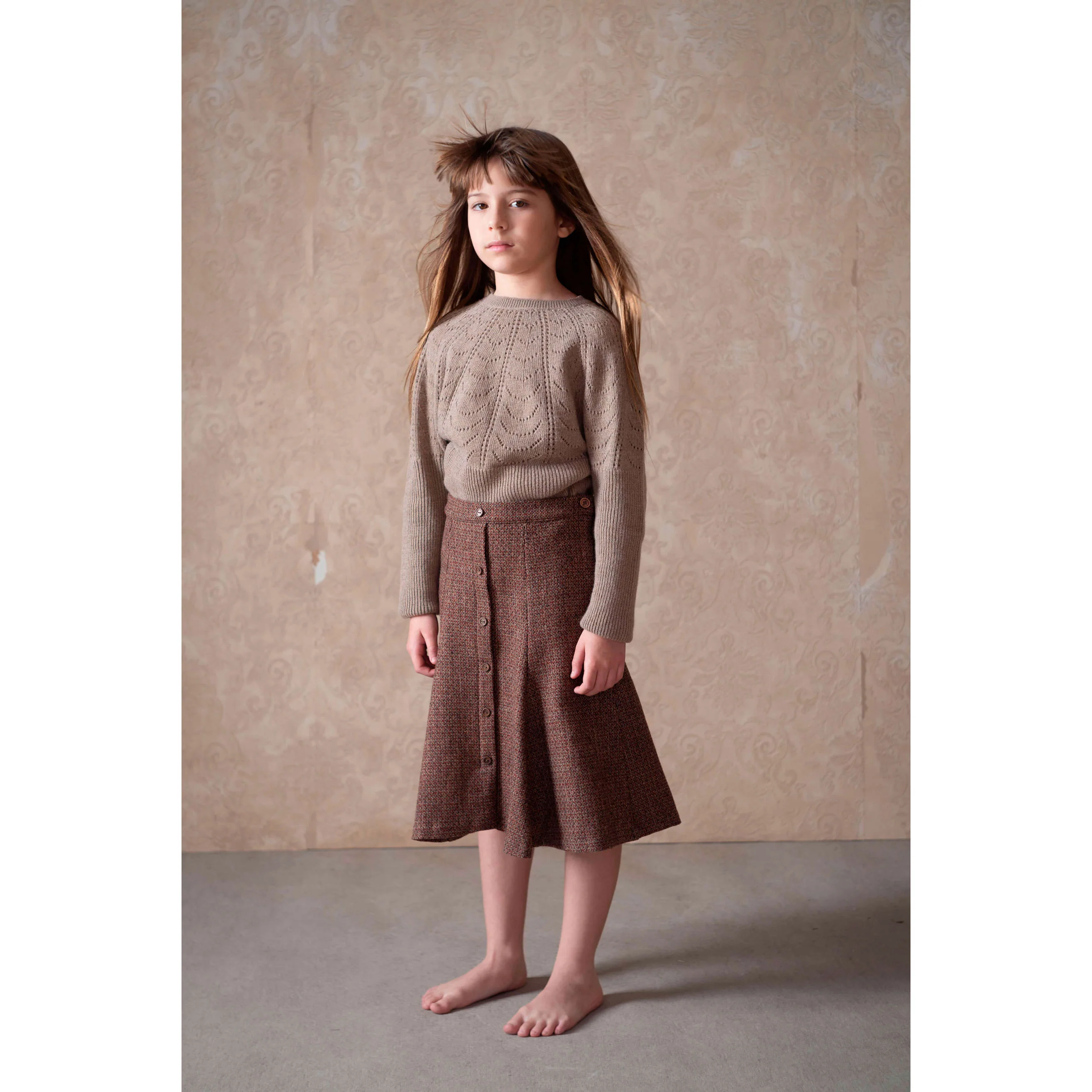 Popelin Camel Openwork Knit Pullover - Image 2