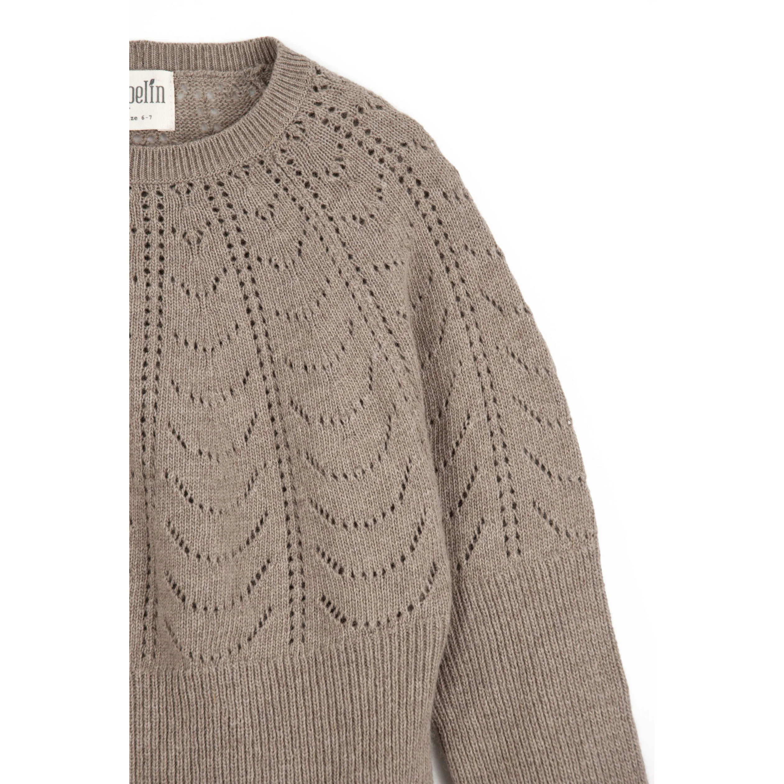 Popelin Camel Openwork Knit Pullover - Image 5