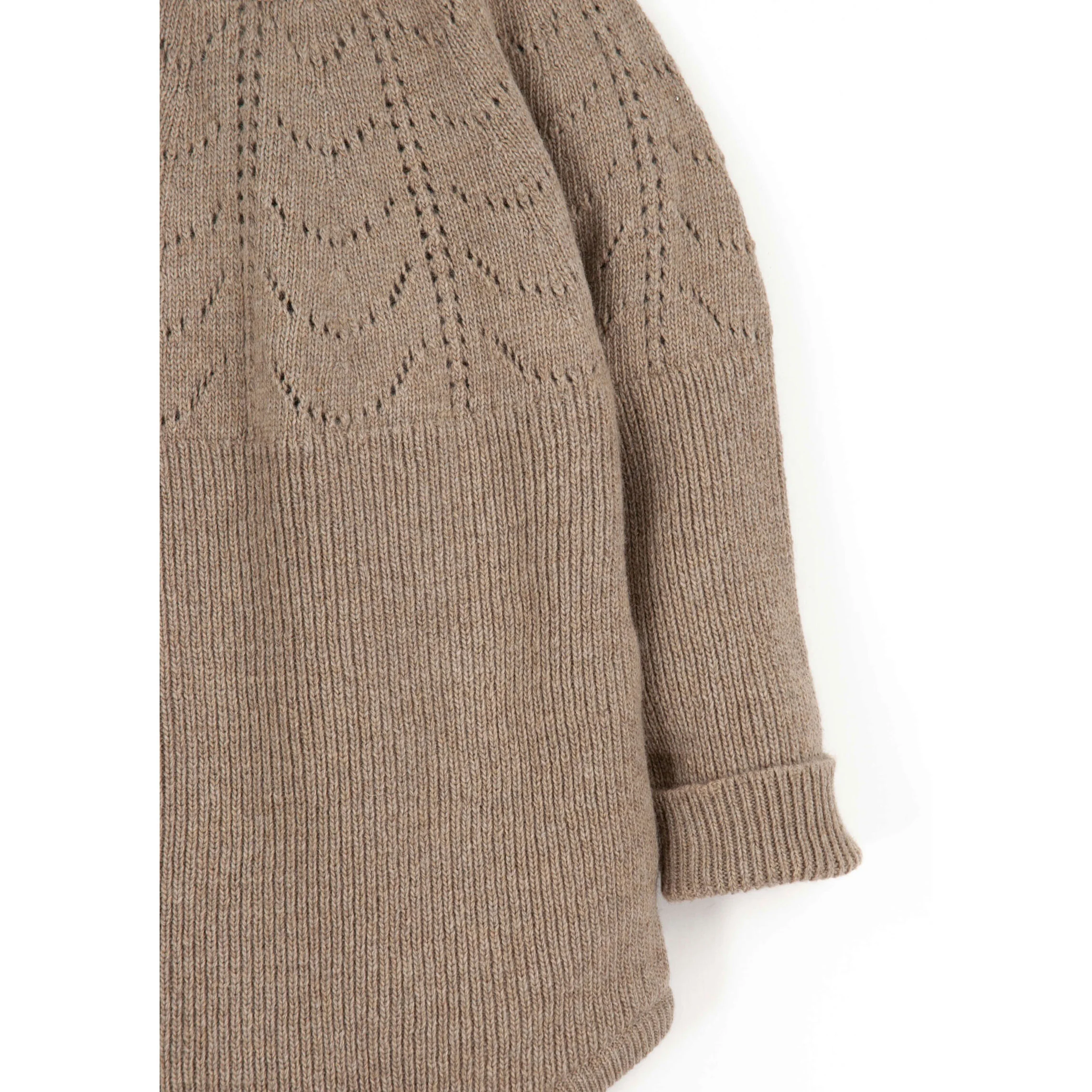 Popelin Camel Openwork Knit Romper - Image 3