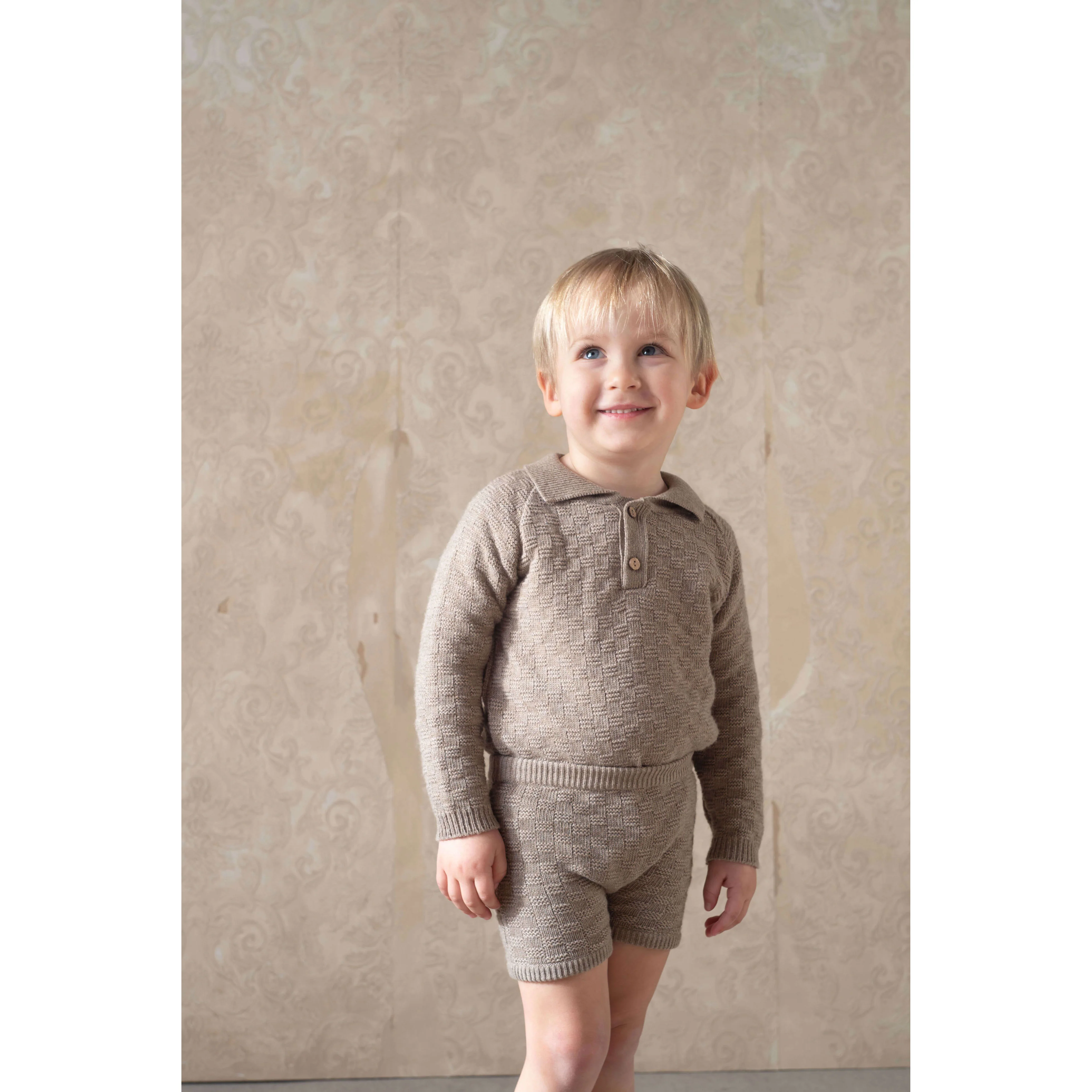 Popelin Camel Textured Knit Romper - Image 2